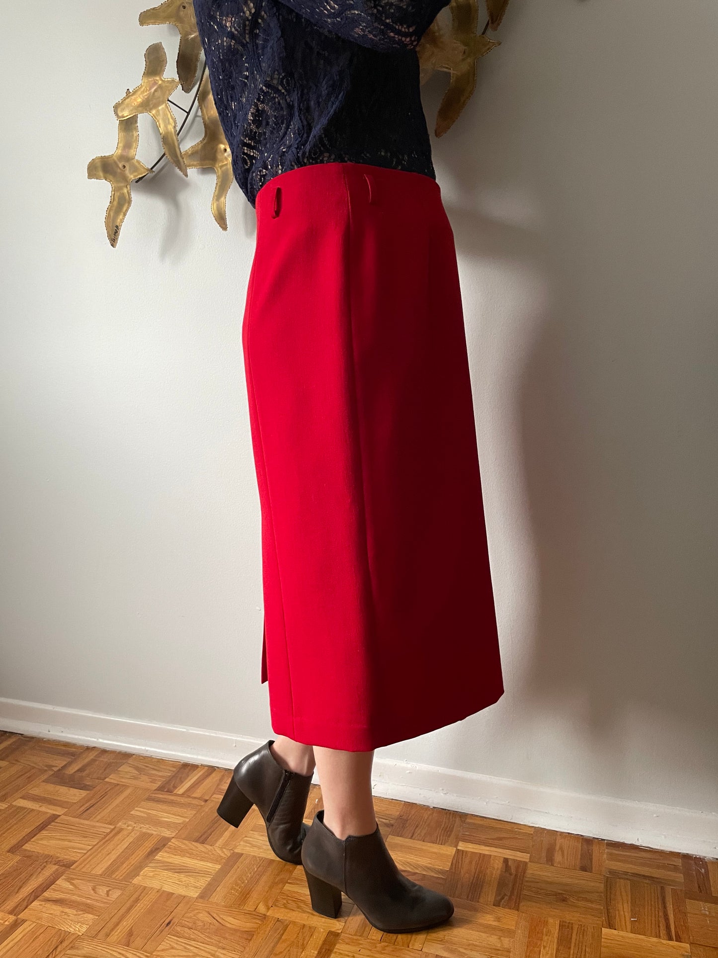 Rafaella Red Mid Length Pencil Skirt - Size 8