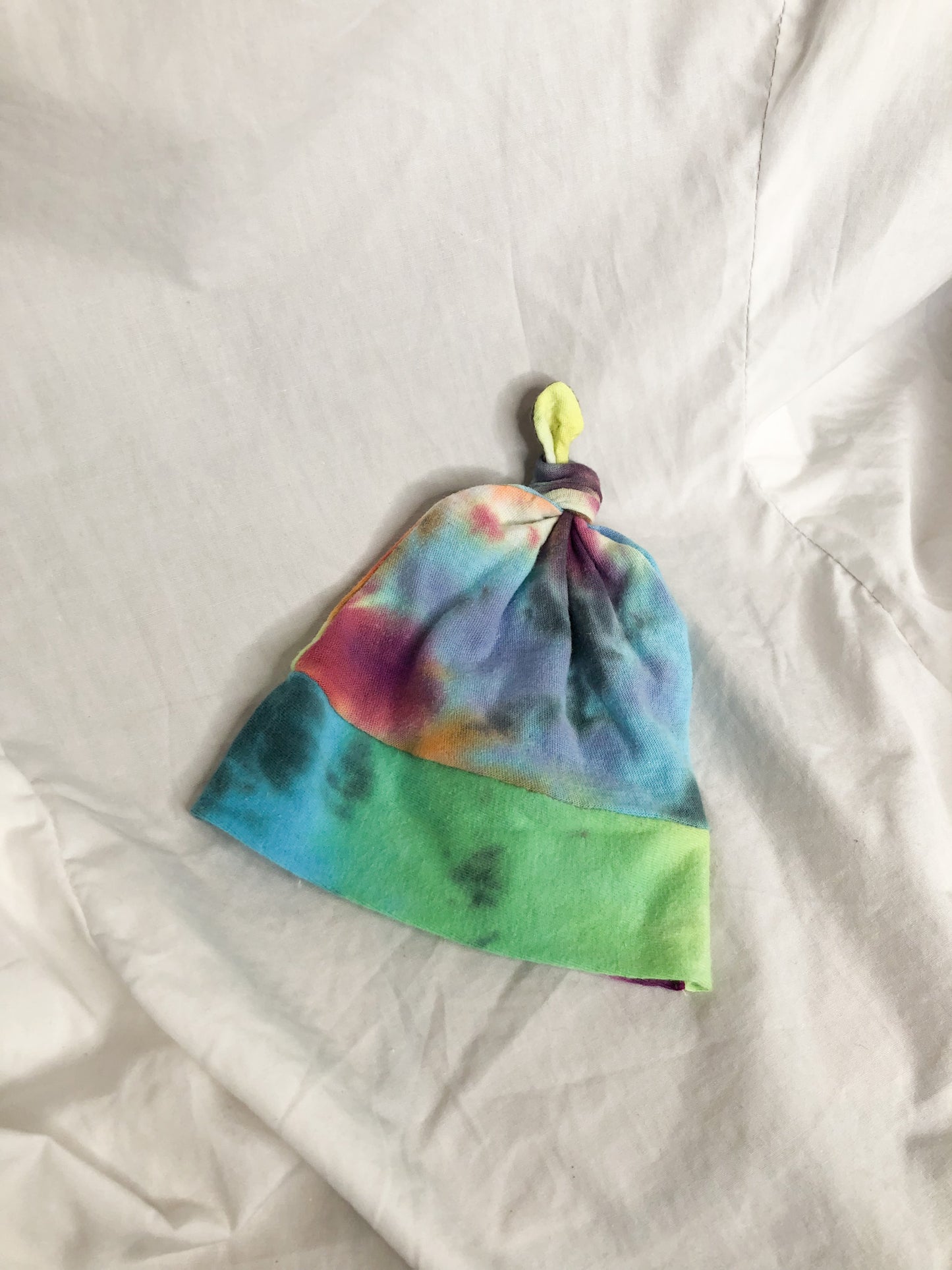 Blue Tie Dye Upcycled Knot Baby Hat