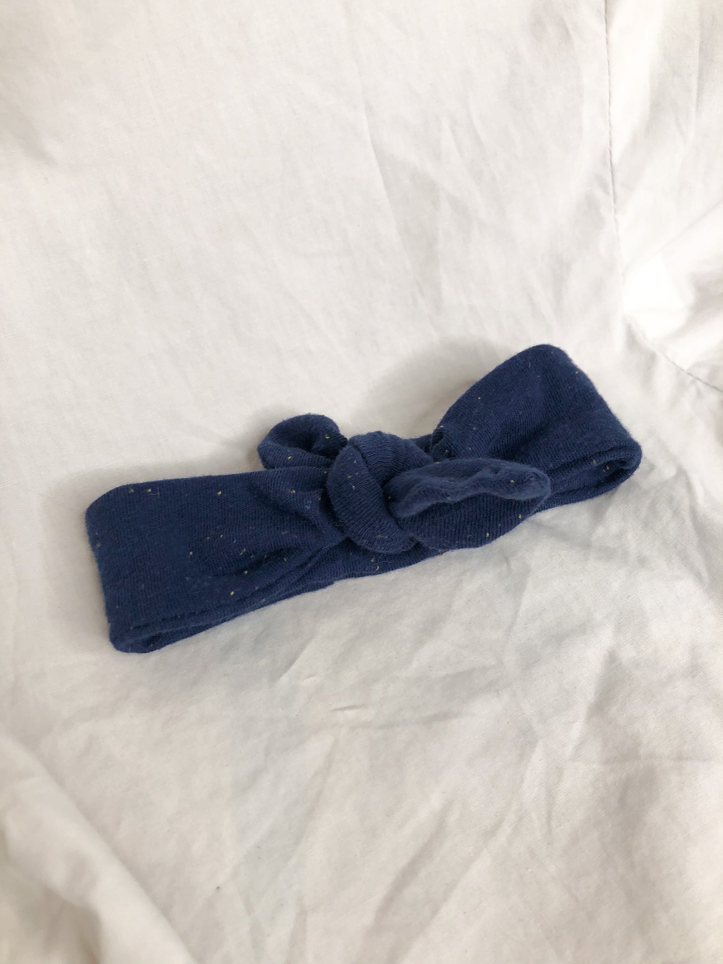 Navy Speckled Upcycled Grow-With-Me Baby Knot Headband