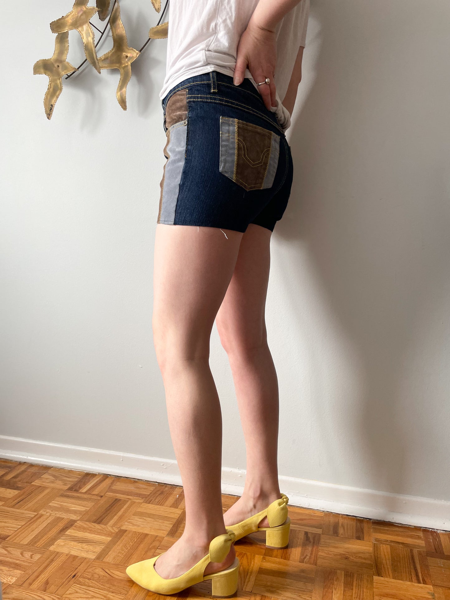 Getaway Vintage Retro Stripe Jean Shorts - Small