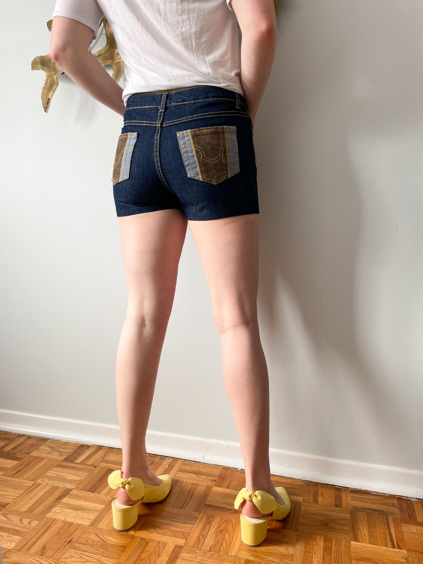 Getaway Vintage Retro Stripe Jean Shorts - Small