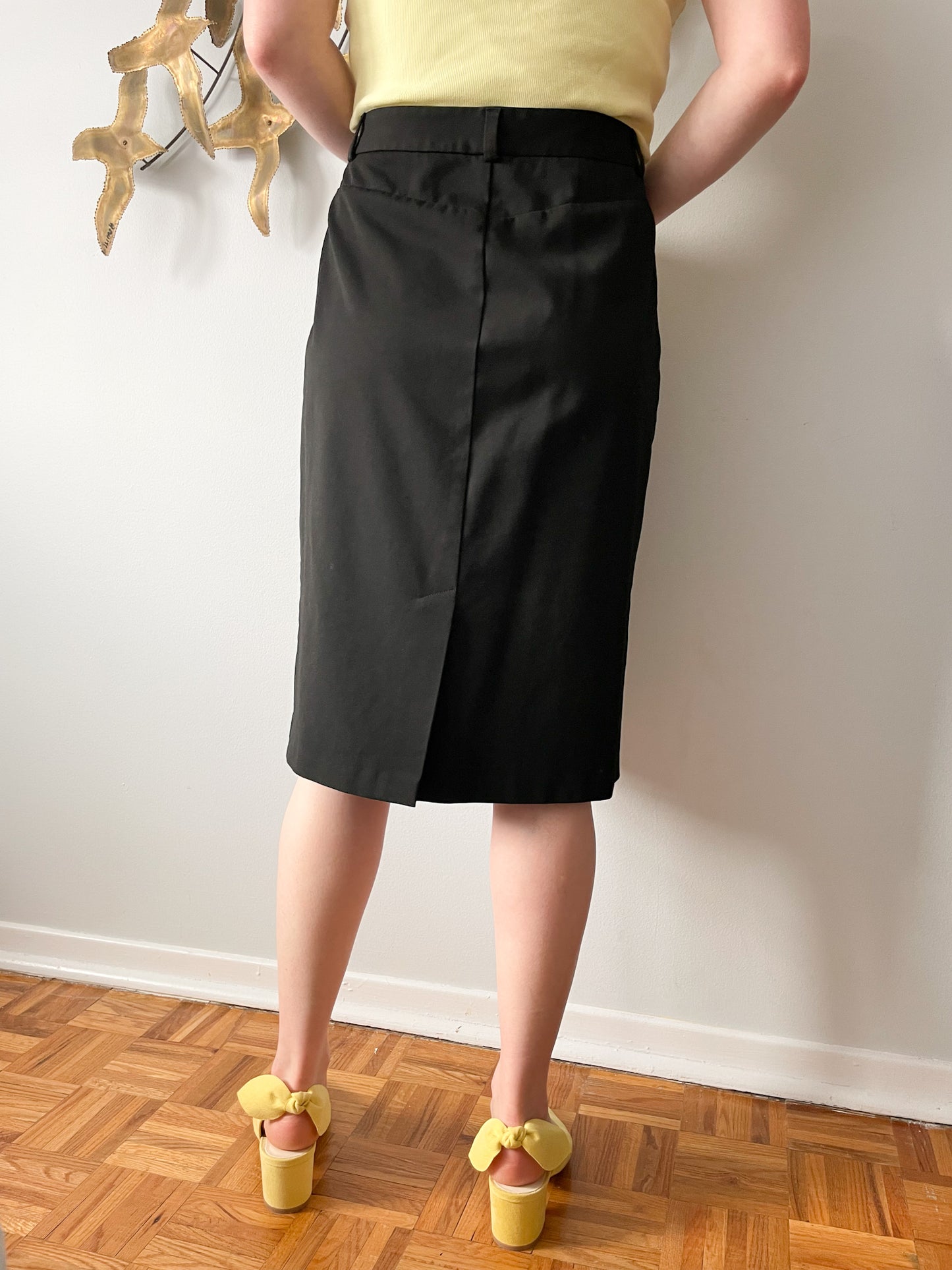Gap Vintage Black Stretch High Rise Knee Length Pencil Skirt - Size 10