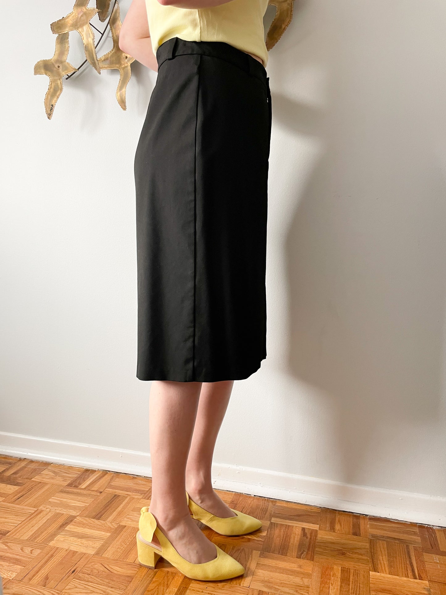 Gap Vintage Black Stretch High Rise Knee Length Pencil Skirt - Size 10