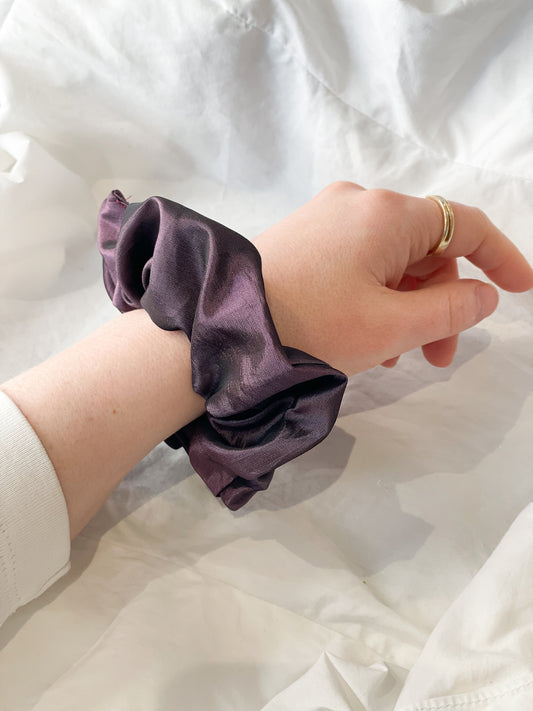 Deep Purple Satin Upcycled Hair Scrunchie