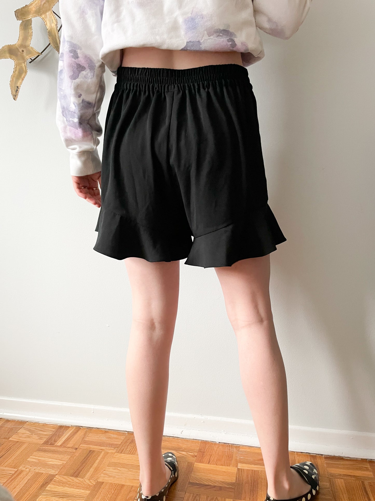 A New Day Black High Rise Ruffle Shorts - Medium