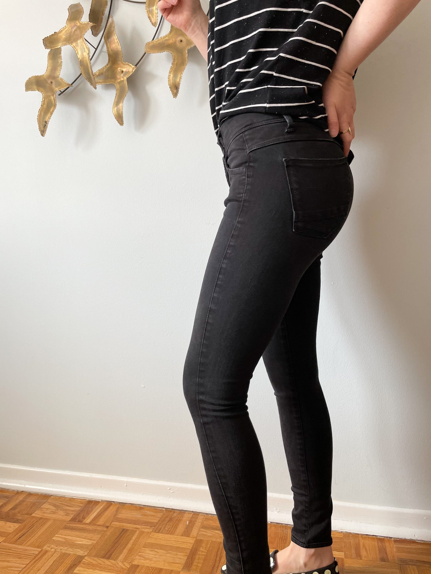 G Star Raw Black Mid Rise Skinny Jeans - Size 24 (XS)