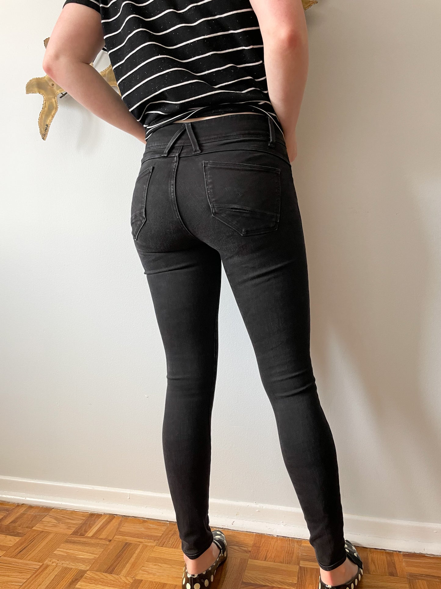 G Star Raw Black Mid Rise Skinny Jeans - Size 24 (XS)