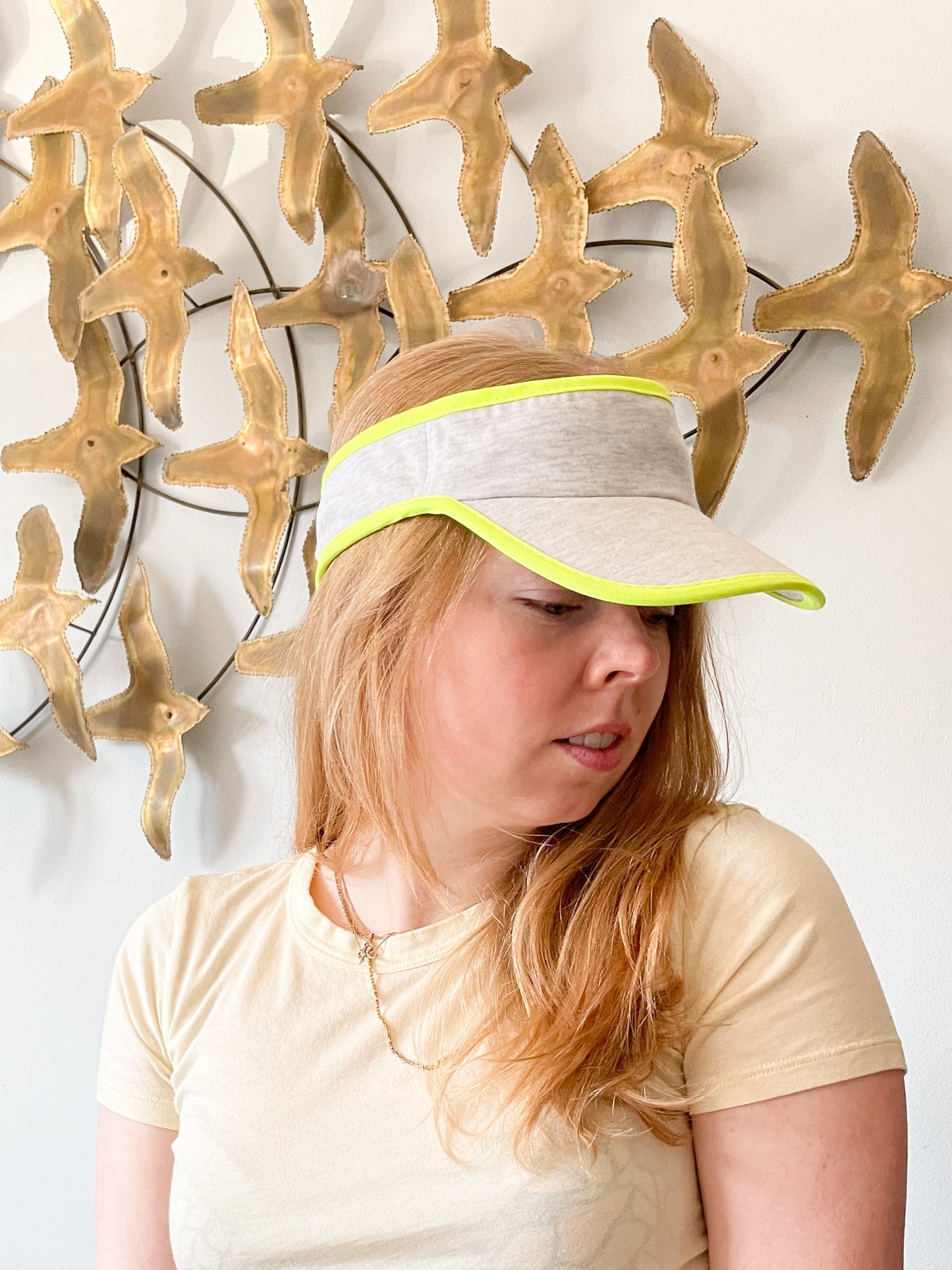 Heathered Grey Neon Piped Visor Hat