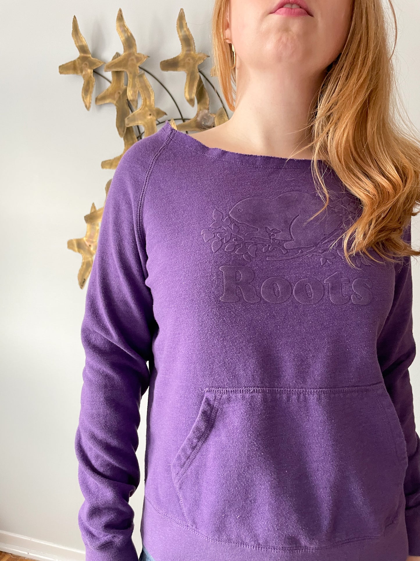 Roots Purple Wide Neck Sweater - Medium