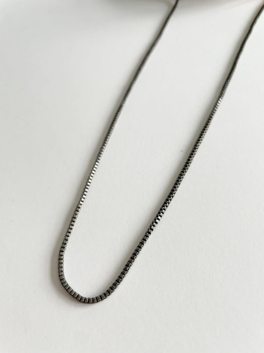 Pewter Delicate Box Chain Necklace - 22" long