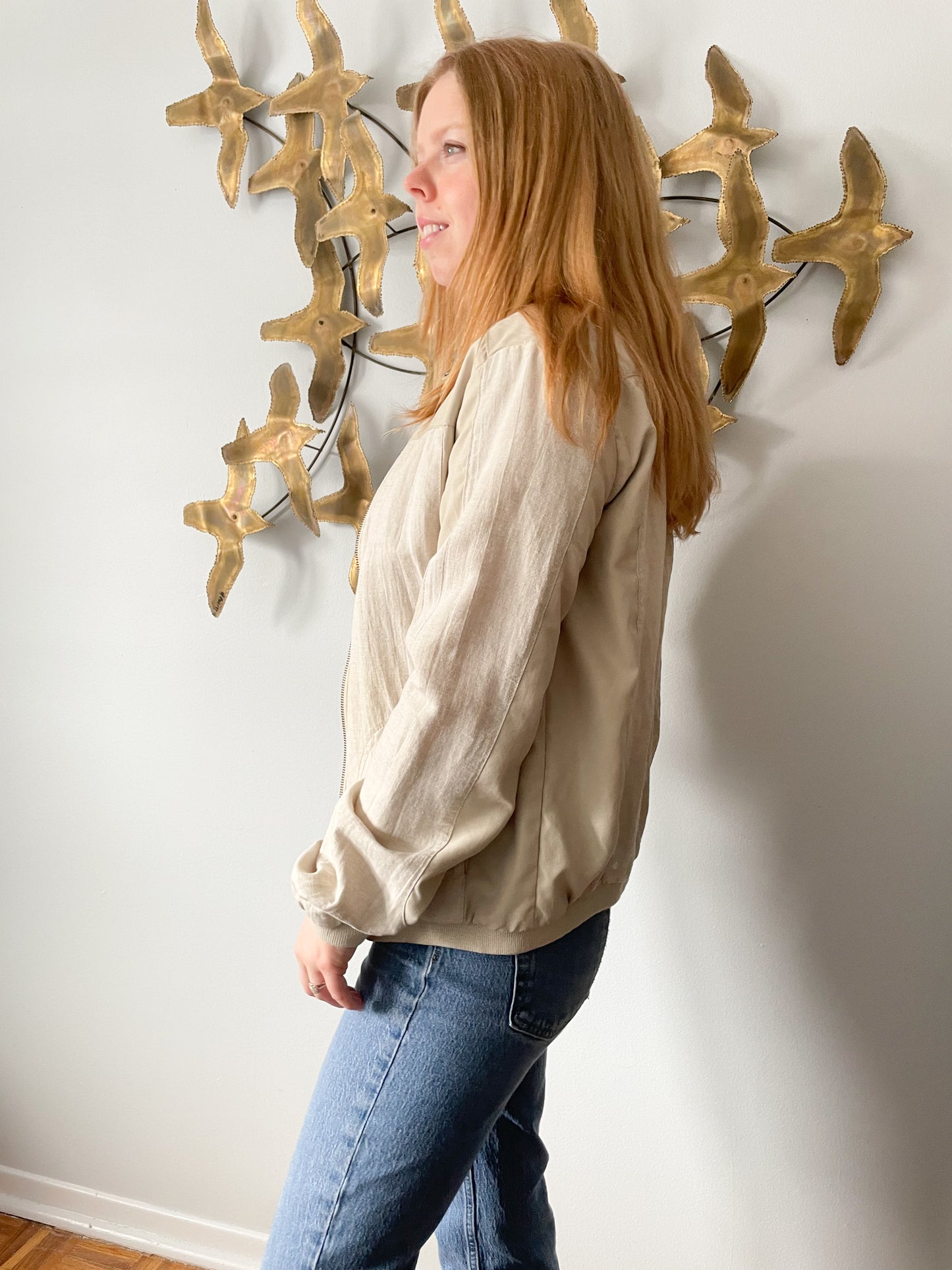 Zara Sand Beige Cotton Linen Jacket - S/M