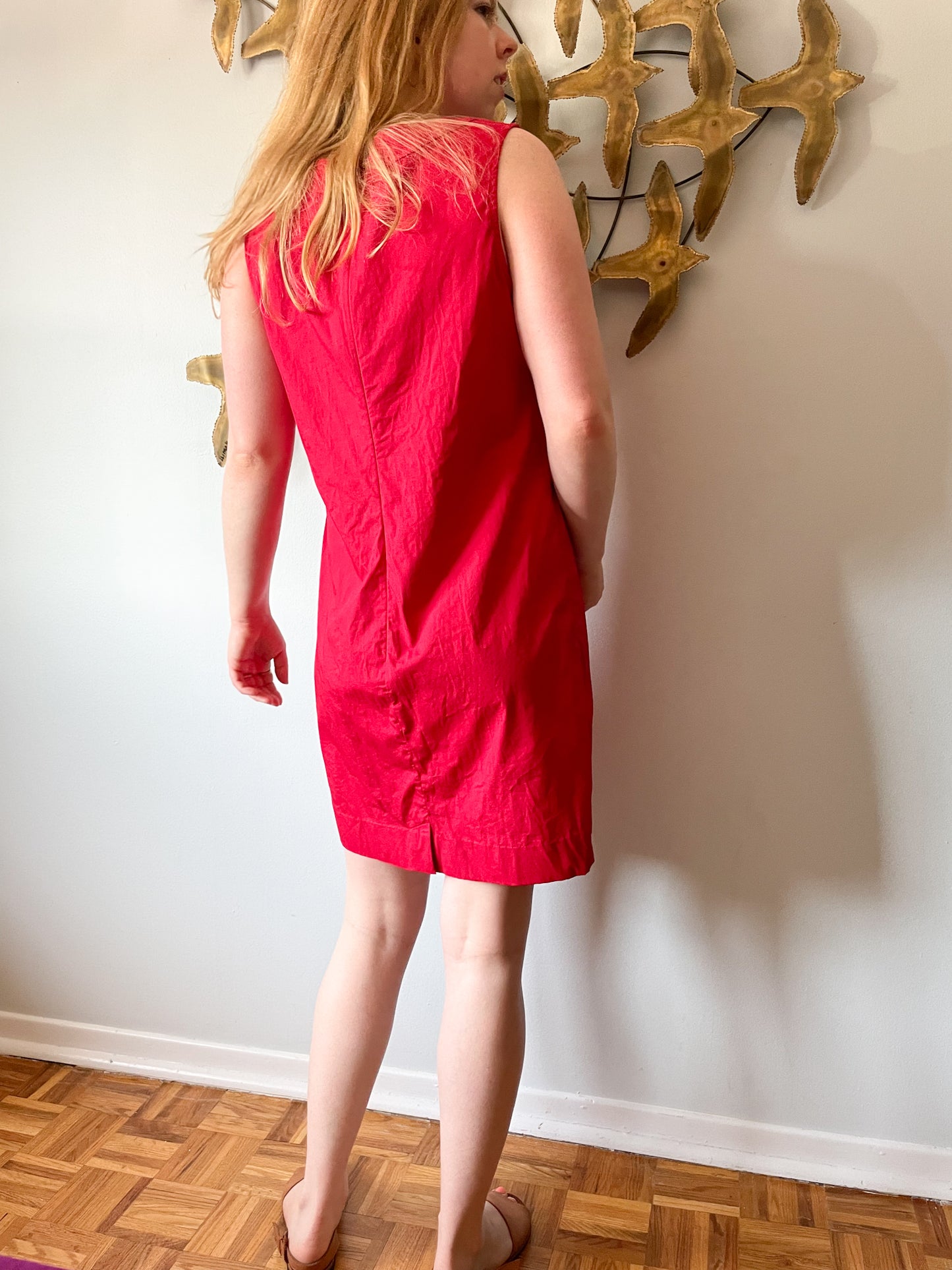 Talbots Red Cotton Bow Shift Dress - Size 10