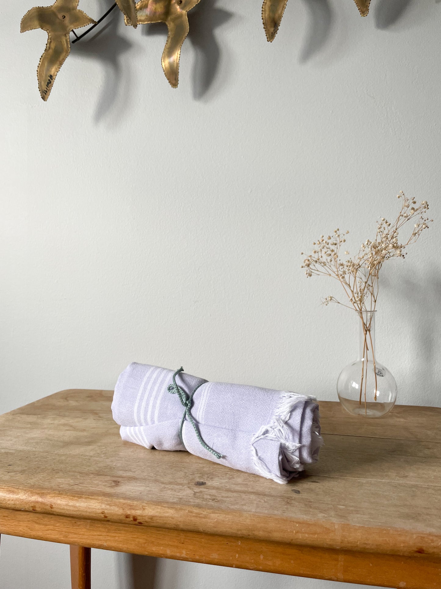 Turkish Towel / Throw Blanket Shawl Pestemal - Lilac Stripe