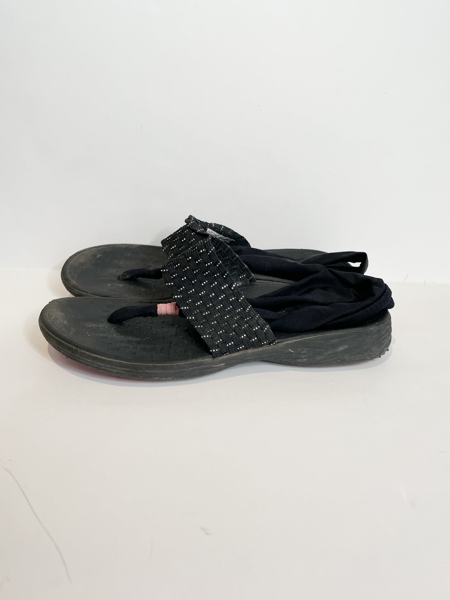 Vionic Black Pink T-Strap Sandals - Size 9