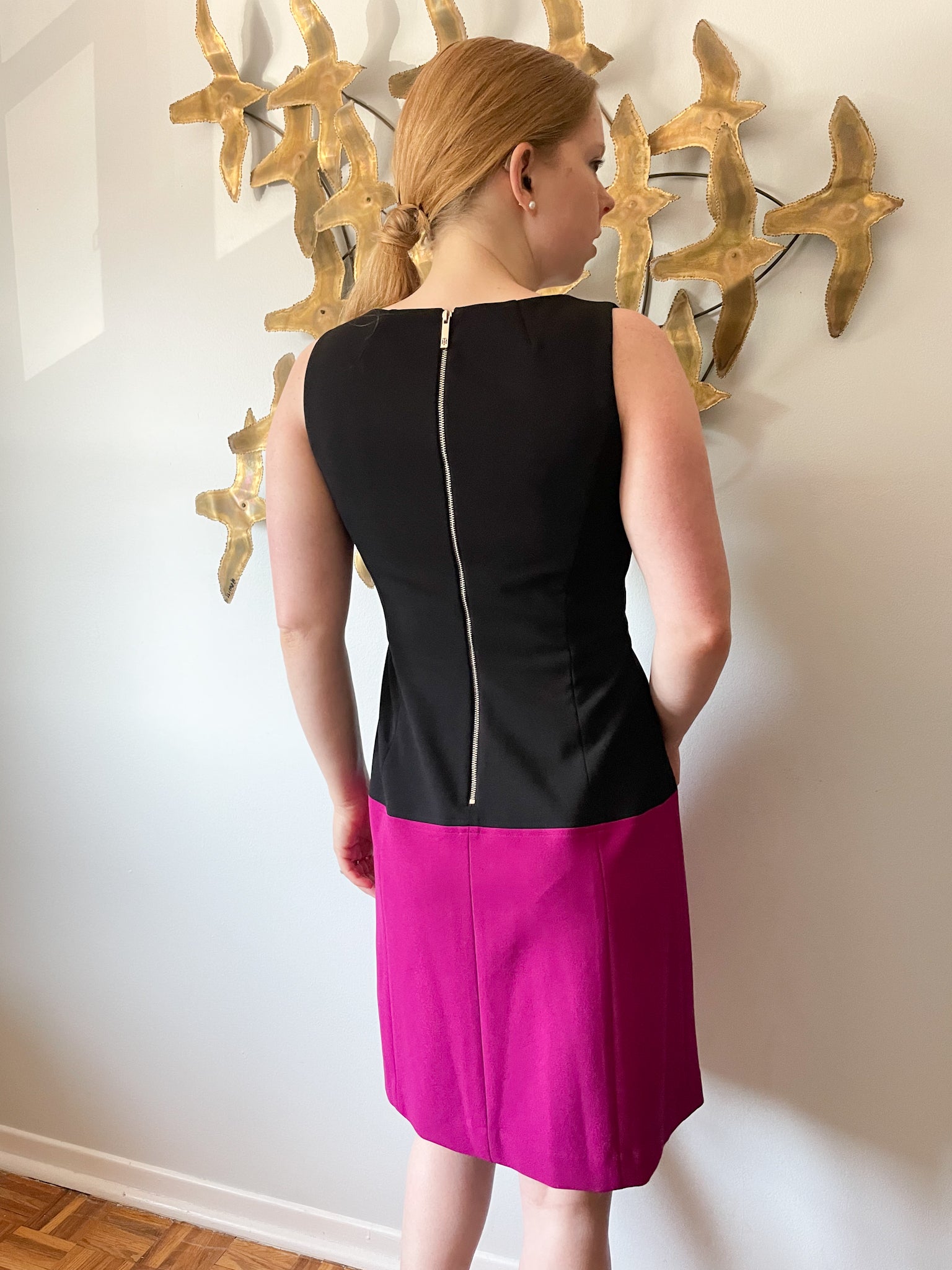 Tommy Hilfiger Black Magenta Colourblock Fit Flare Dress - Size 6 Le Prix Fashion & Consulting Tommy Hilfiger Black Magenta Colourblock Fit Flare Dress - Size 6 Le Prix Fashion & Consulting