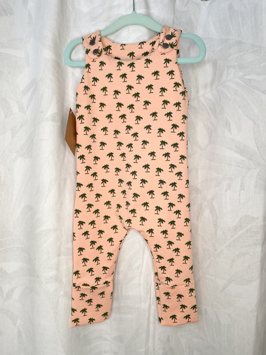 Peach Palm Tree Grow-With-Me Baby Jumpsuit - 3 - 12 Months