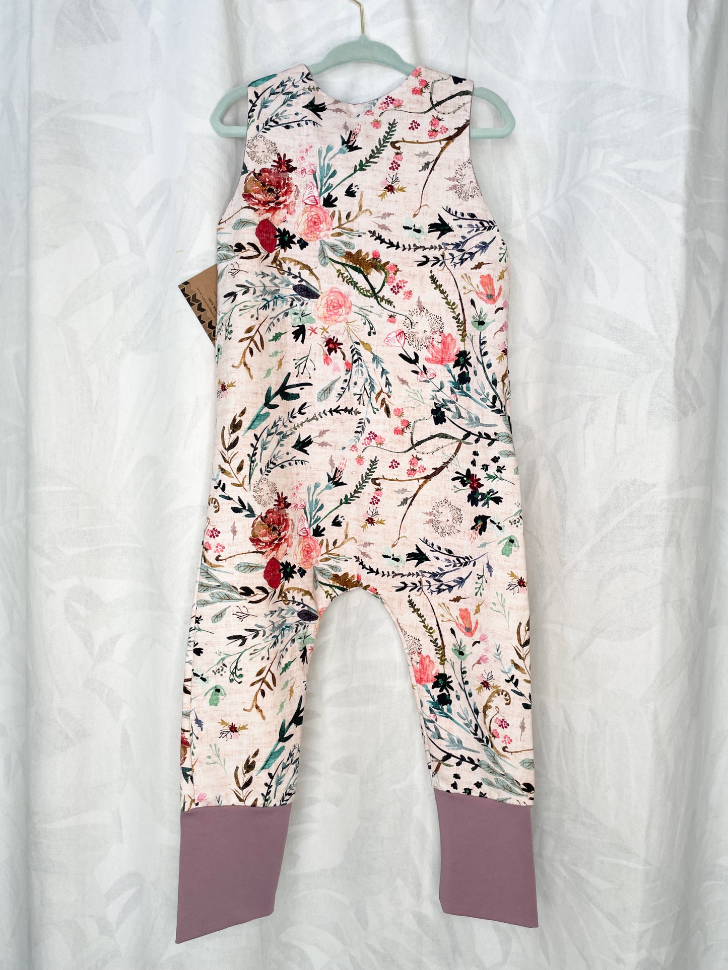 Pastel Pink Watercolor Floral Grow-With-Me Baby Jumpsuit - 6 Months to 3 Years