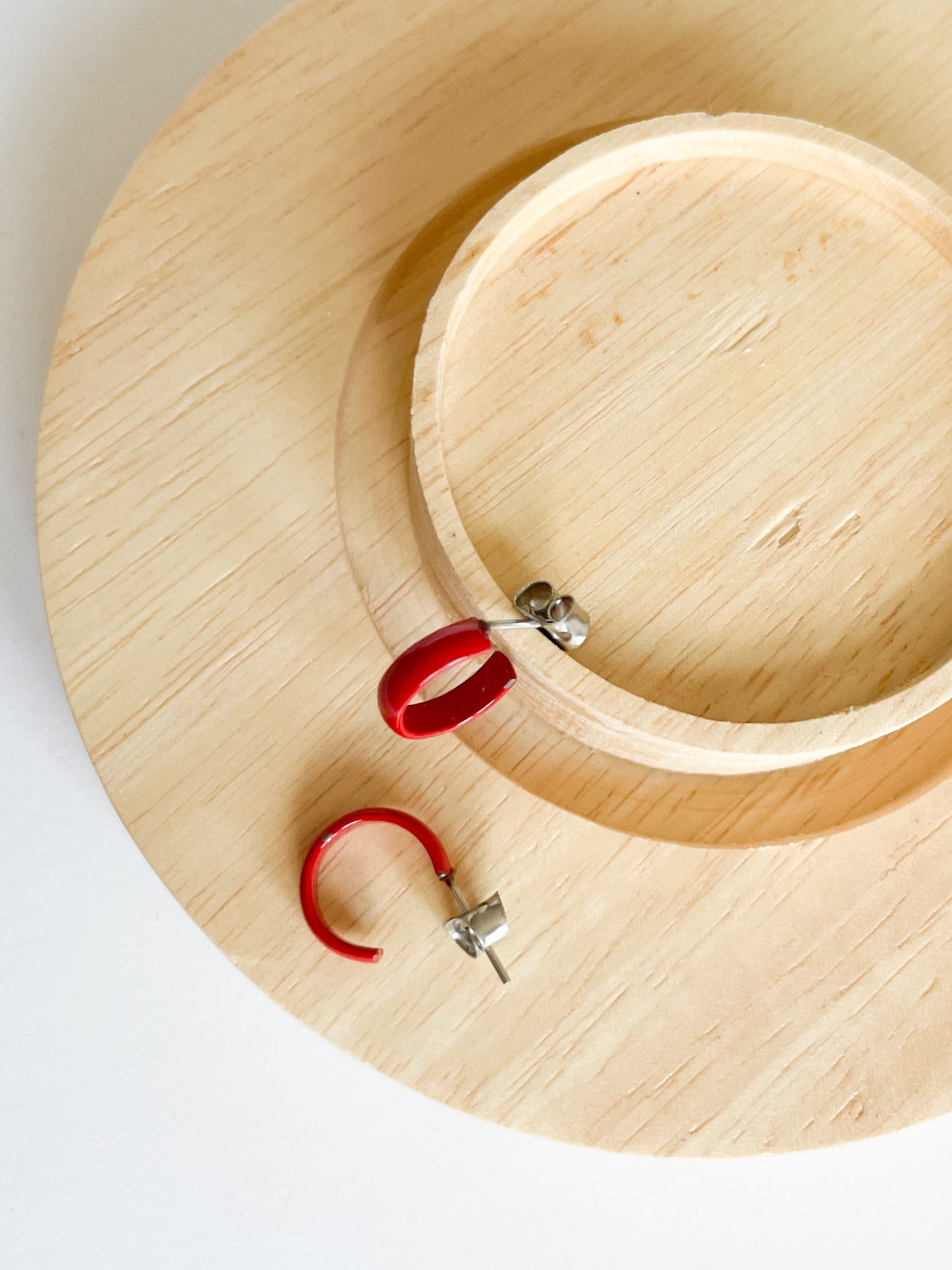 Delicate Mini Red Hoop Earrings
