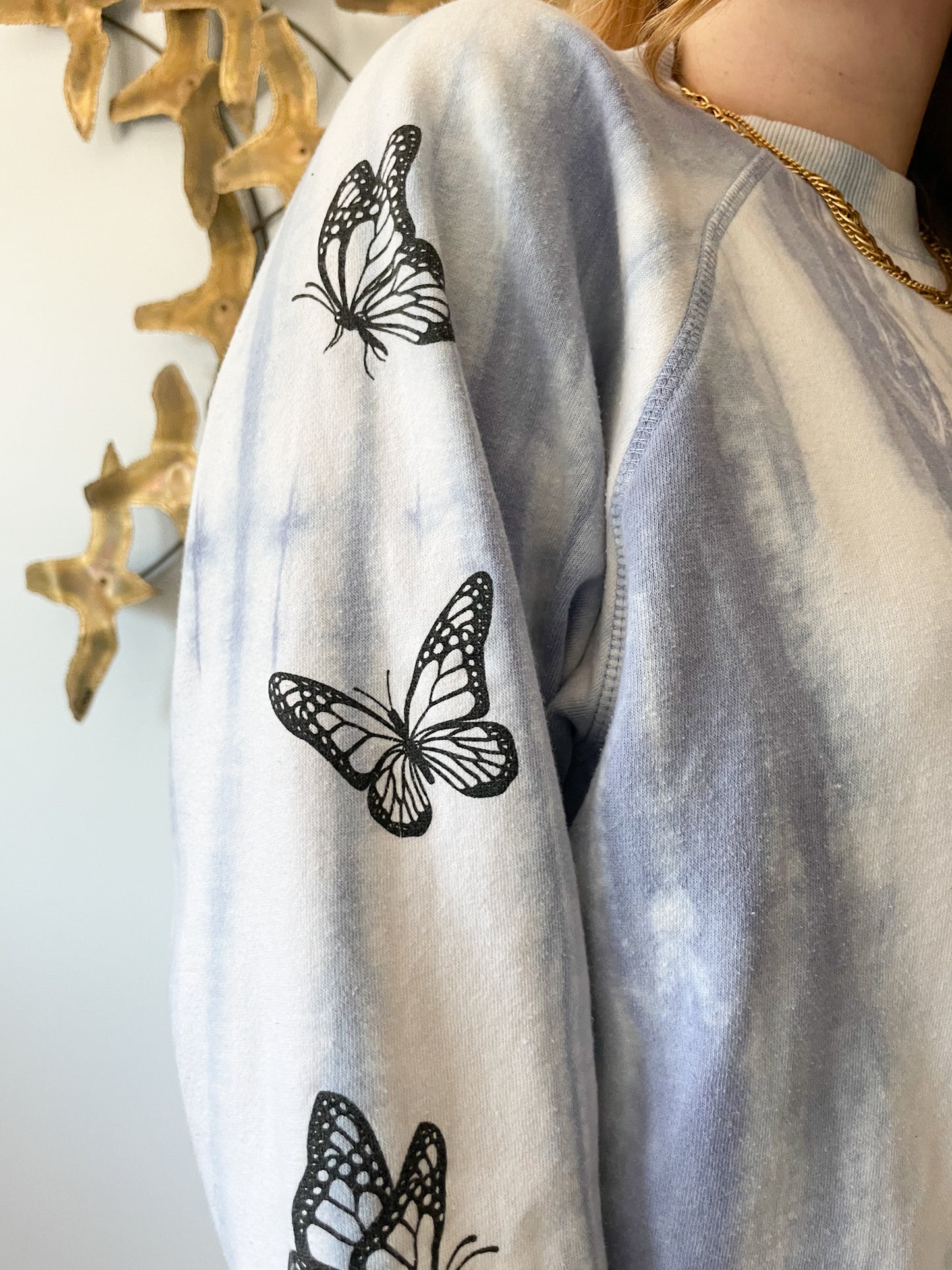 Blue Tie Dye Butterfly Sweater -  XL