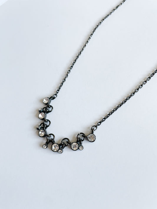 Diamond Circle Chain Black Metal Choker Necklace