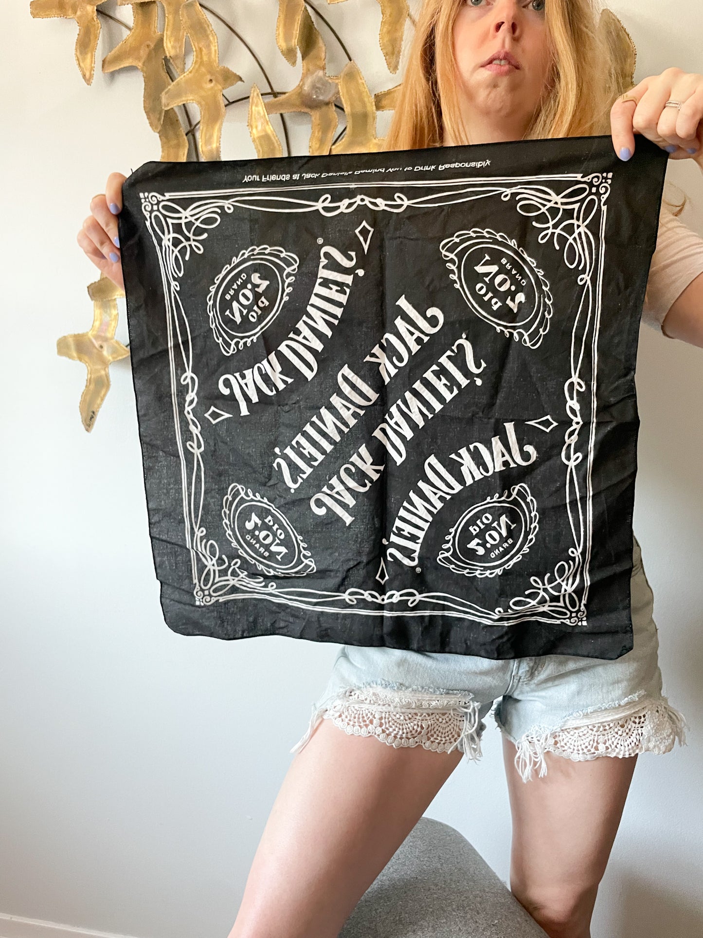 Jack Daniels Black Cotton Bandana Headband Scarf