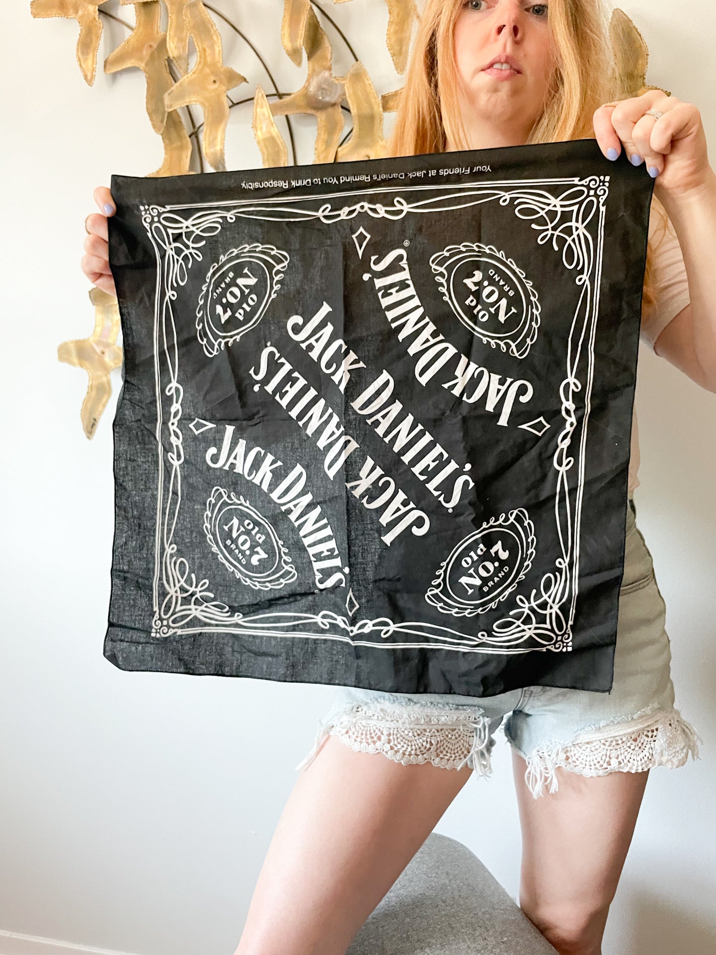 Jack Daniels Black Cotton Bandana Headband Scarf
