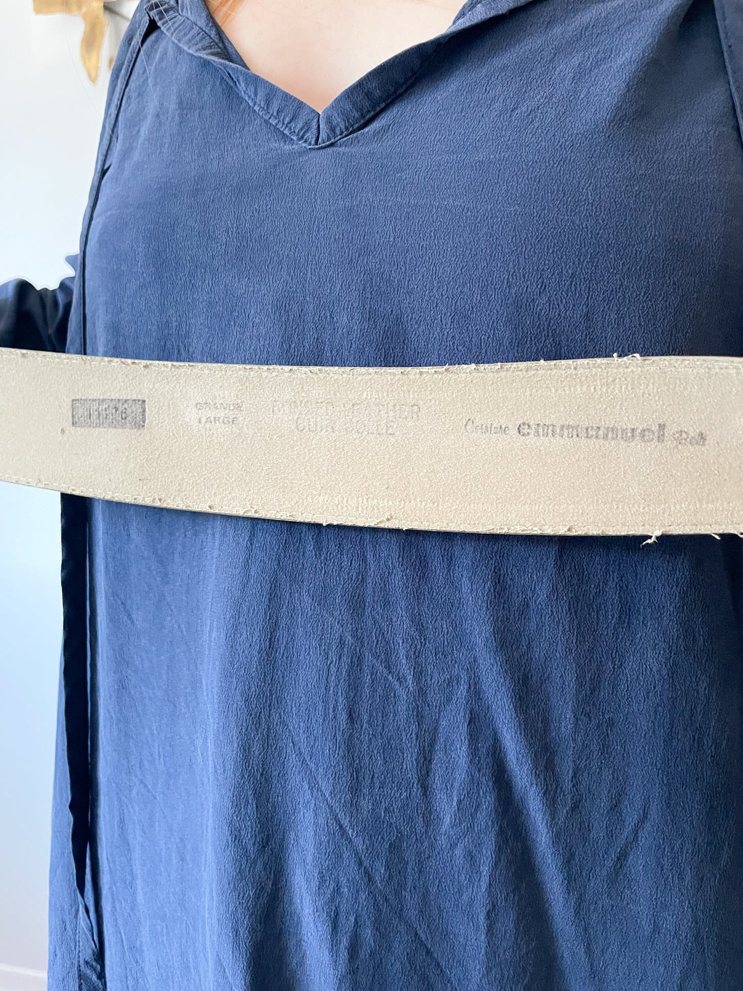 Emmanuel Vintage Leather Sage Taupe Asymmetrical Belt - S/M