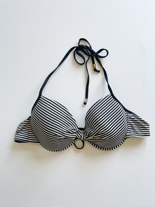 Powder Room Black White Stripe Underwire Bikini Top - L/XL