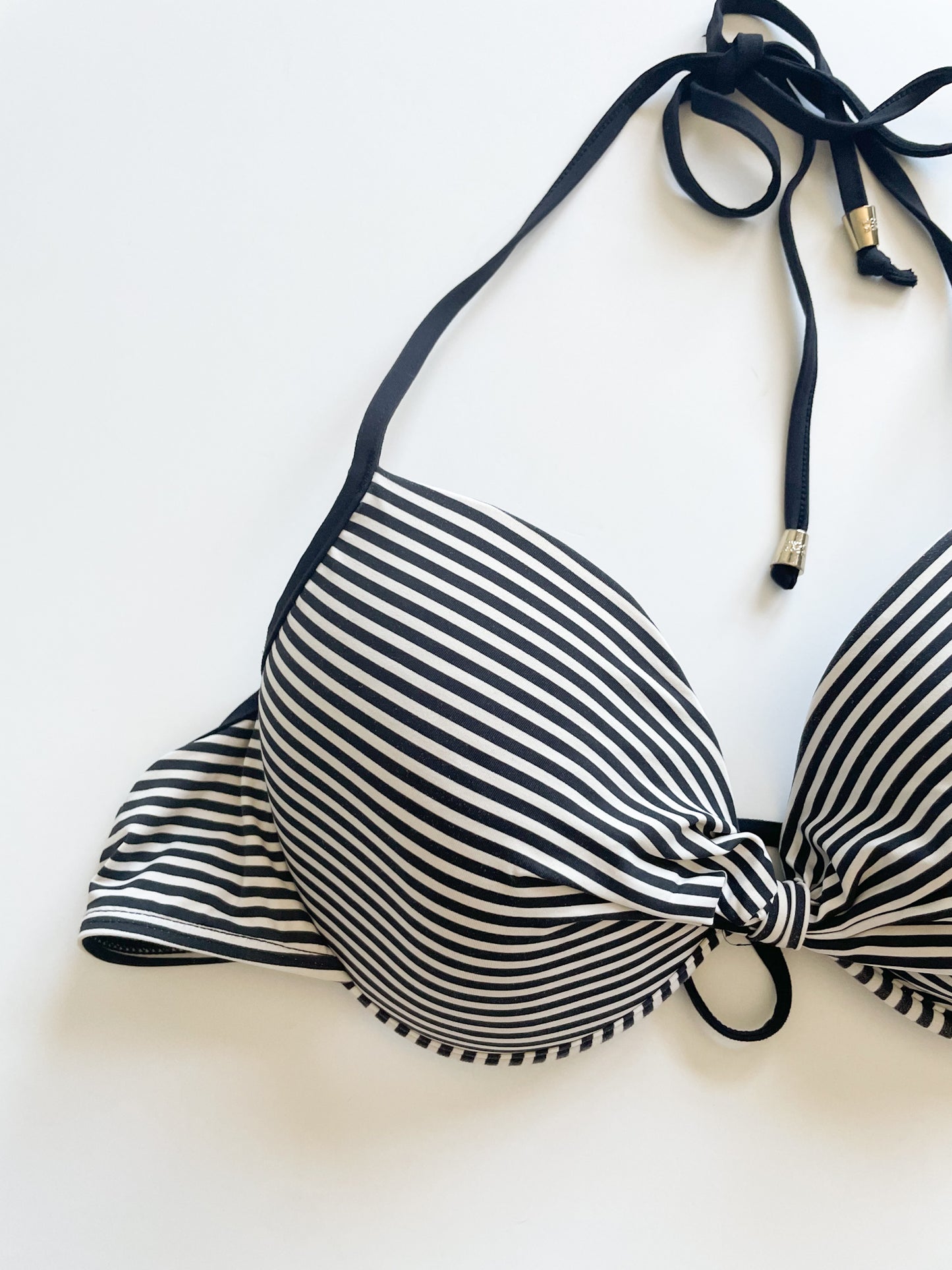 Powder Room Black White Stripe Underwire Bikini Top - L/XL