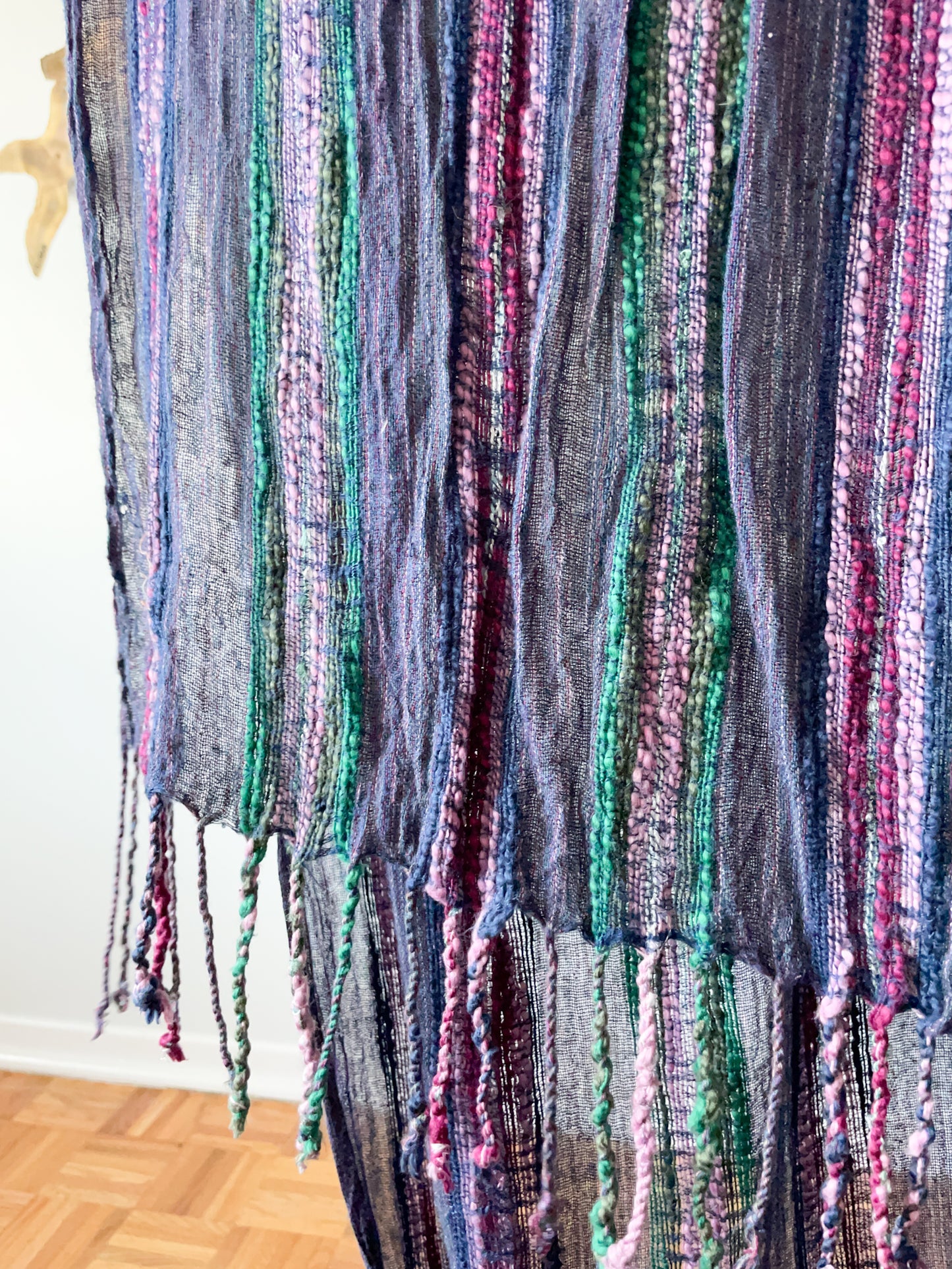 Purple Jewel Tone Stripe Fringe Scarf Shawl