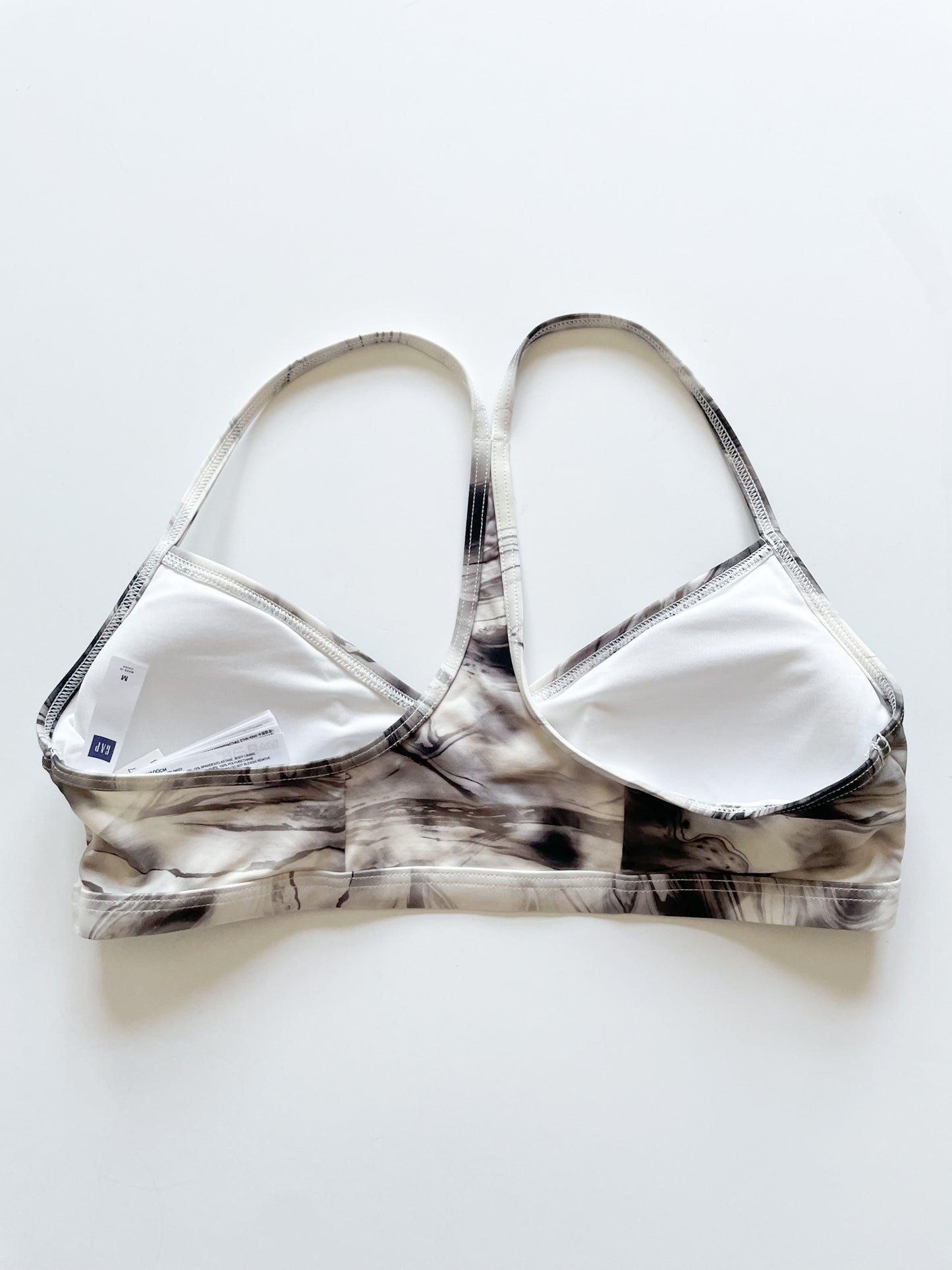 GAP Grey White Marble Scoopneck Racerback Bikini Top - Medium