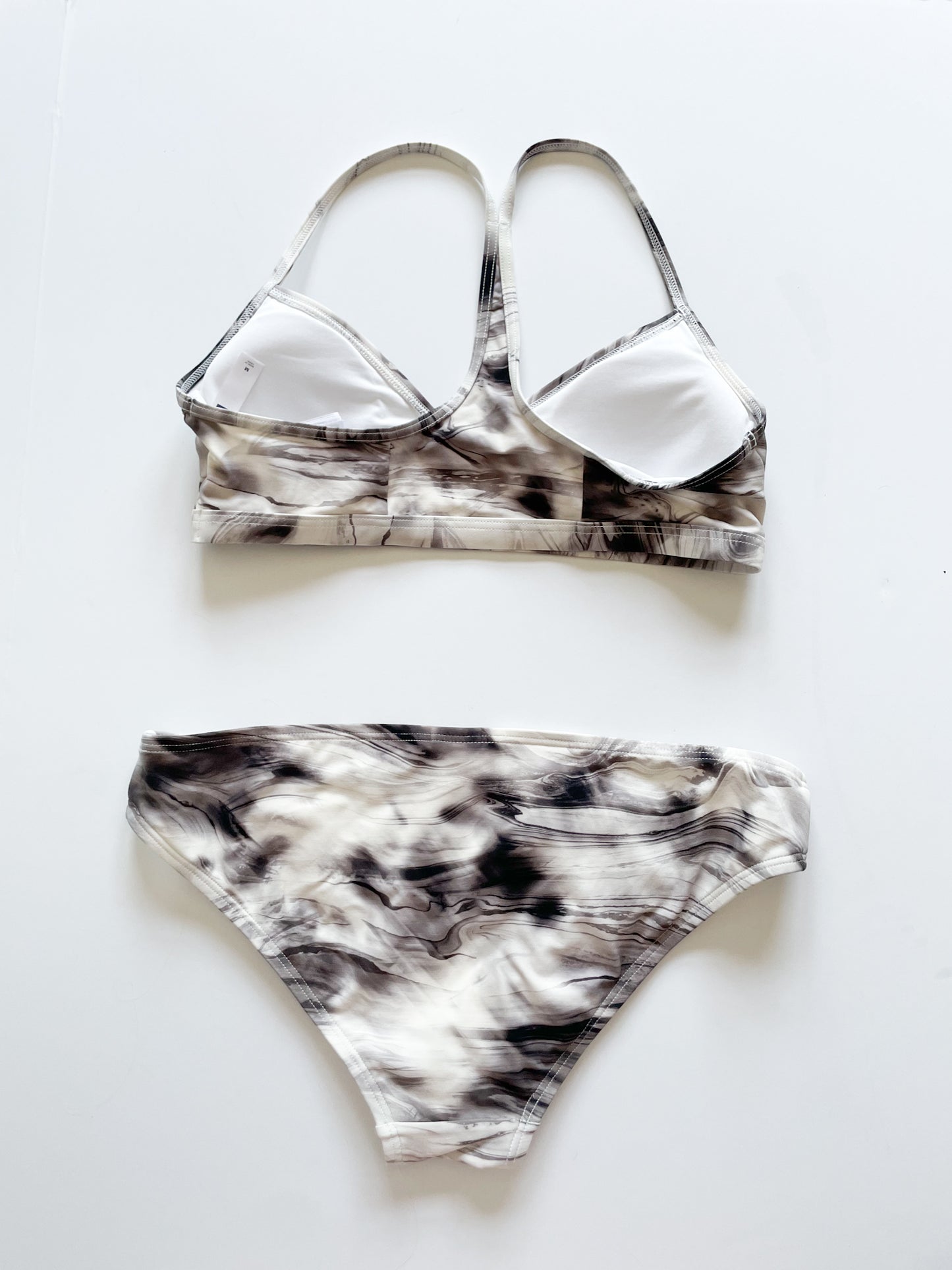 GAP Grey White Marble Scoopneck Racerback Bikini Top - Medium