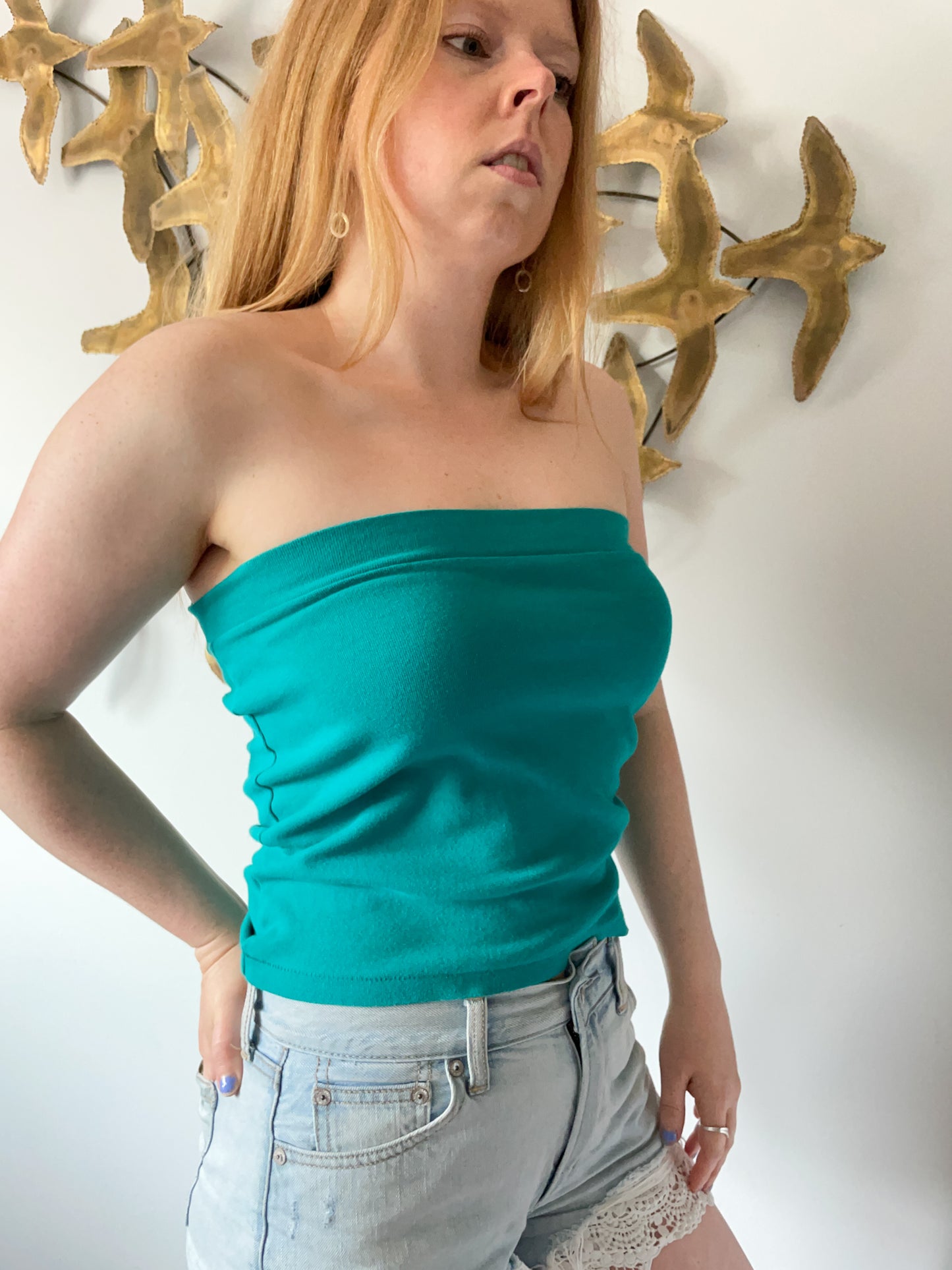 Teal Cotton 2-in-1 Tube Top Skirt - S/M