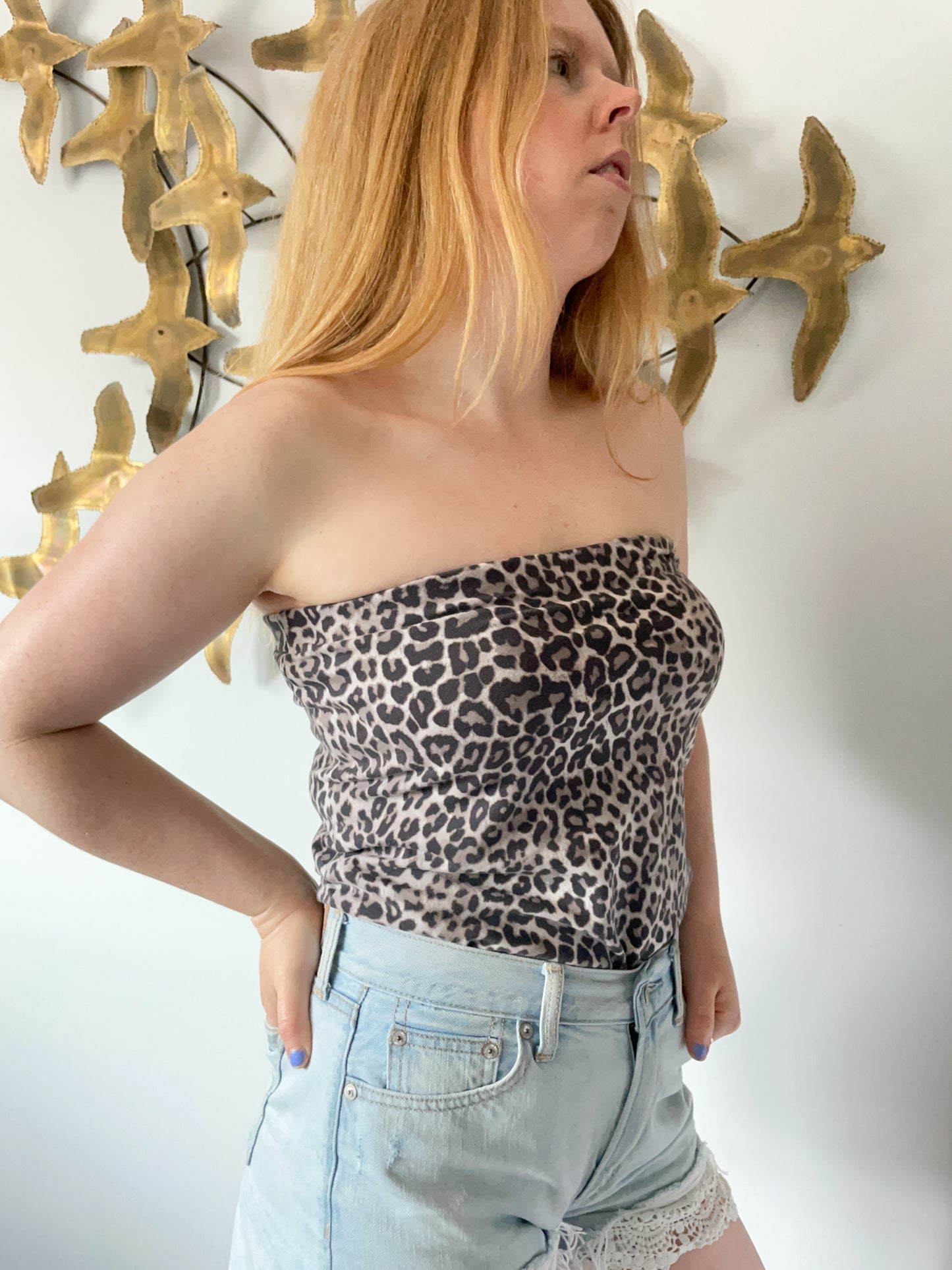 Leopard 2-in-1 Stretch Tube Top Skirt - S/M
