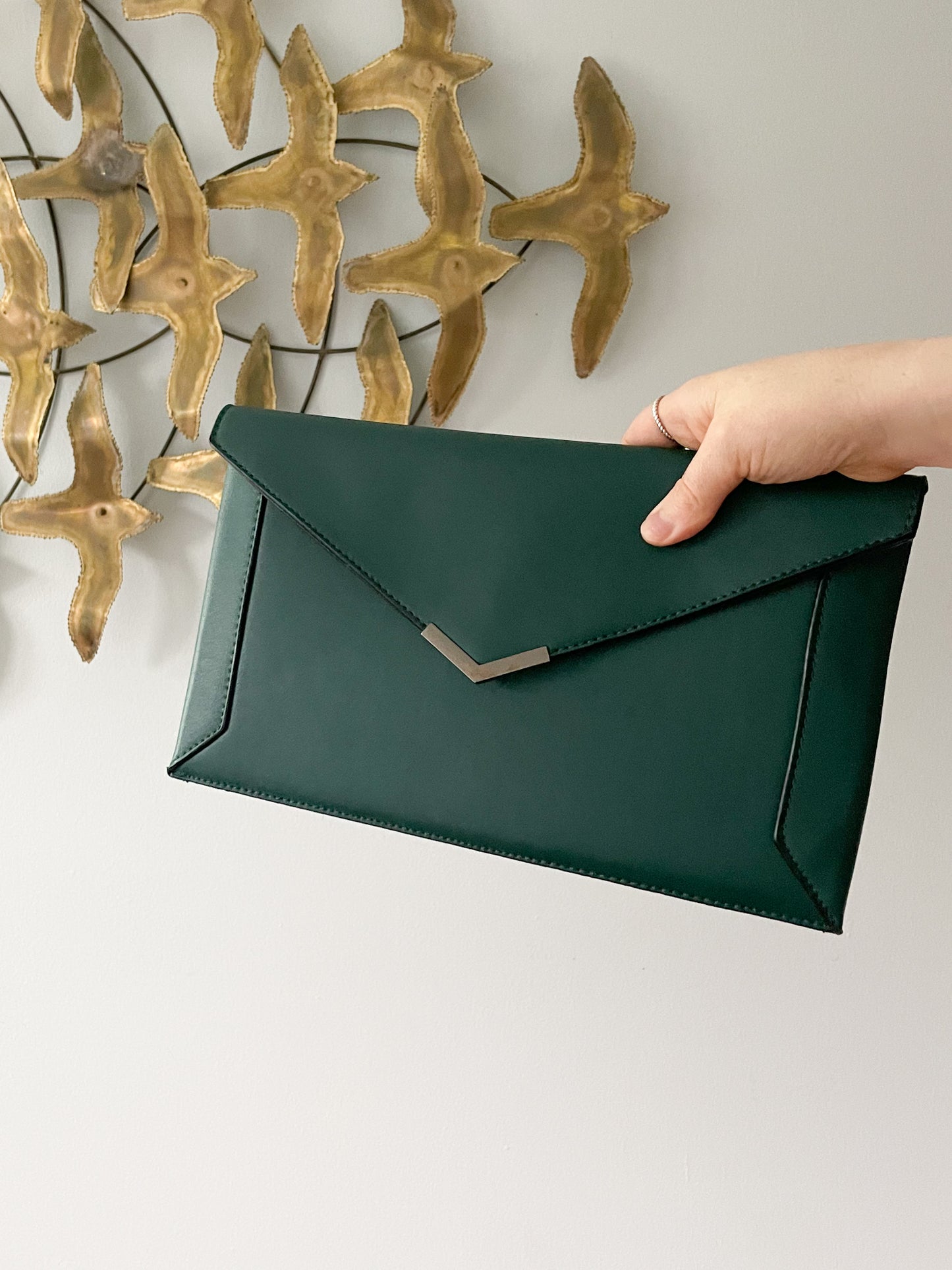 Forest Green Envelope Clutch Bag