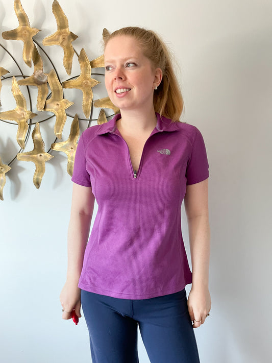 The North Face Purple Waffle Knit Performance Golf Polo Top - Medium