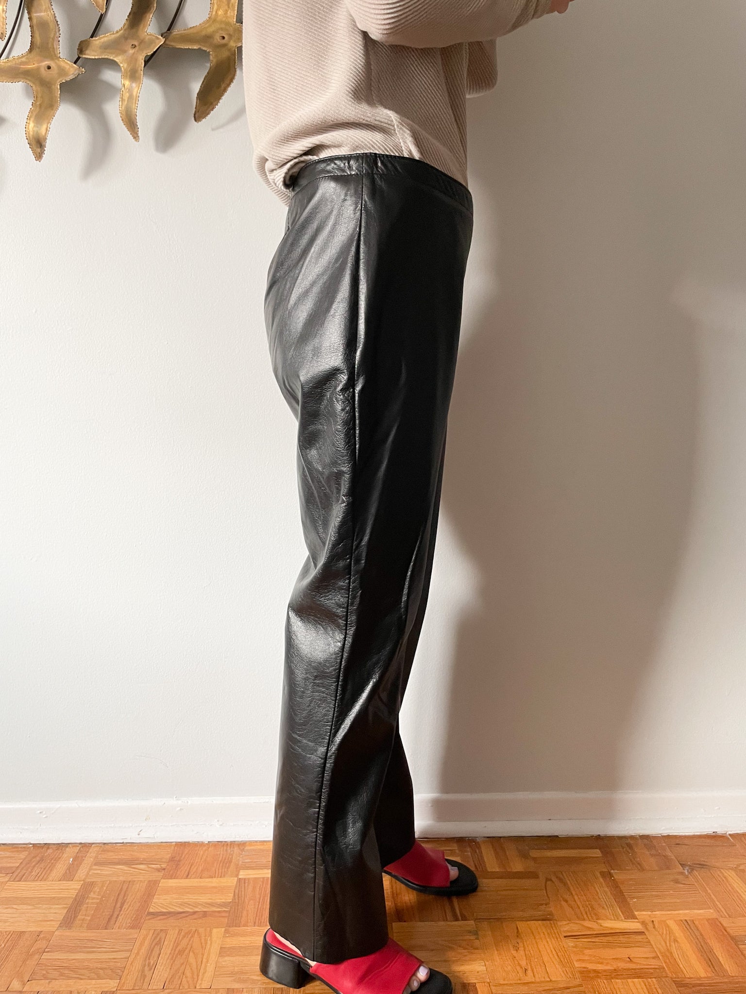 Vintage Genuine Leather Black Straight Leg Mid Rise Pants - Medium – Le  Prix Fashion & Consulting