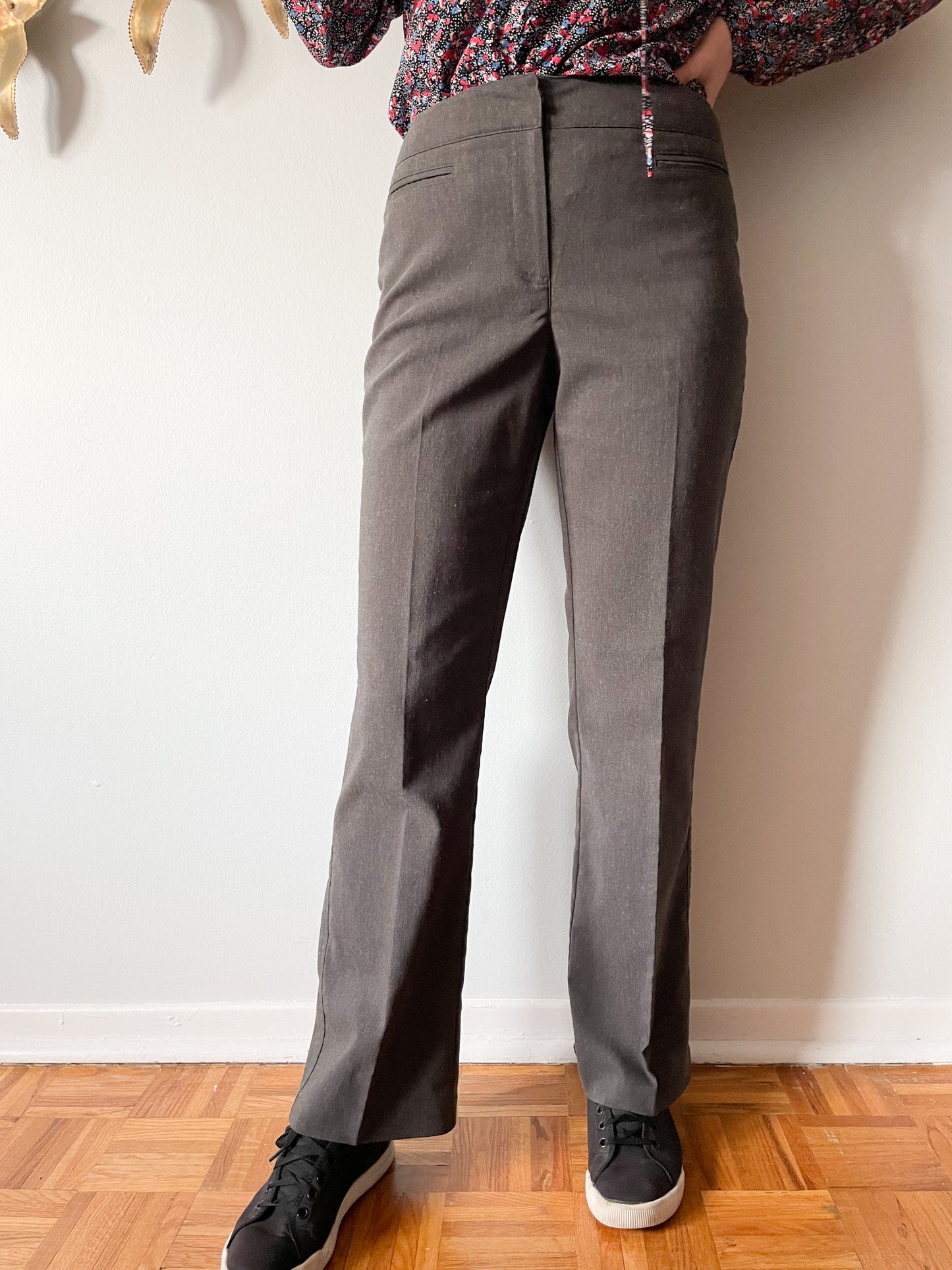 Charcoal High Rise Wide Leg Trouser Pants - Size 4
