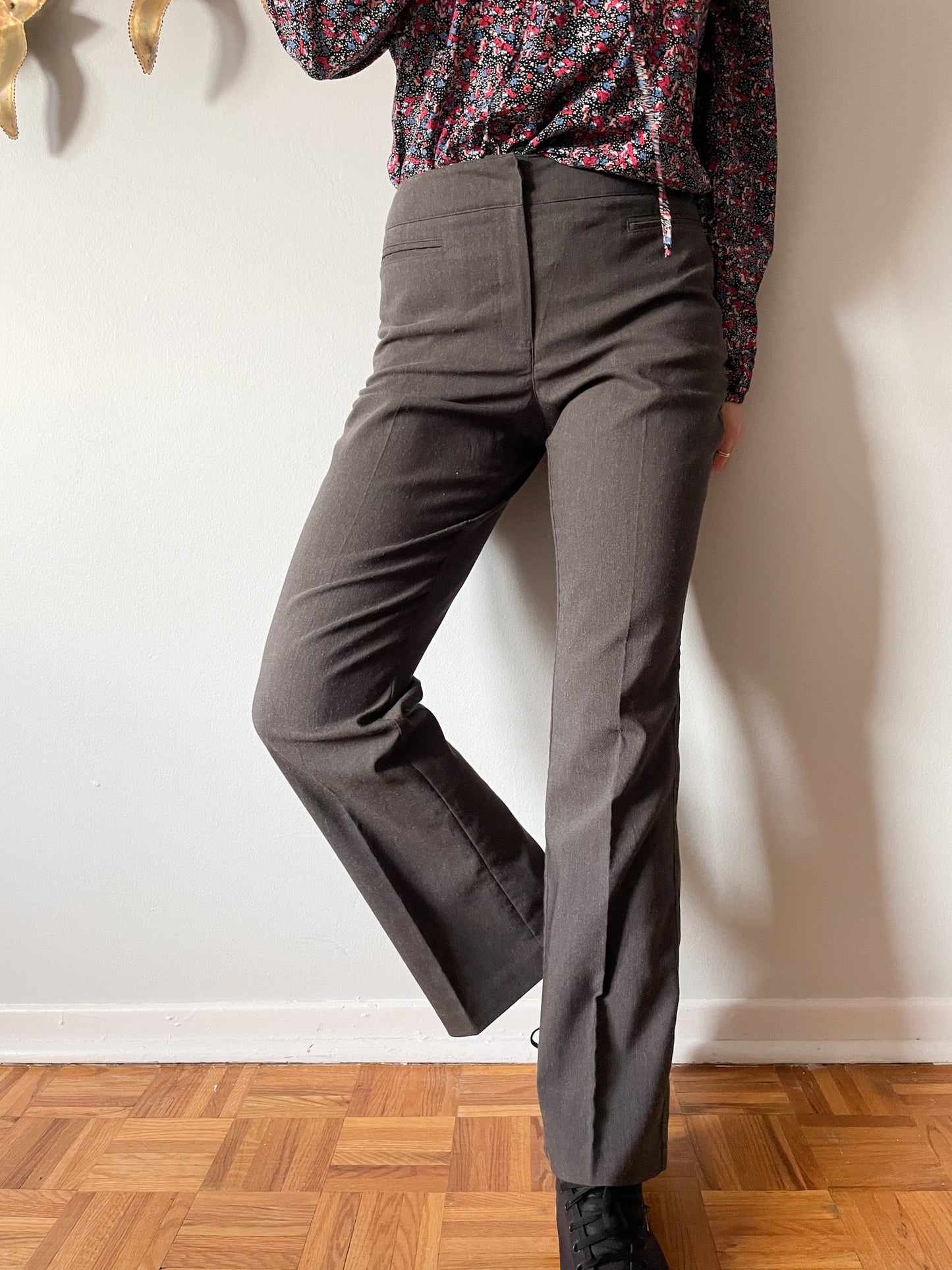 Charcoal High Rise Wide Leg Trouser Pants - Size 4