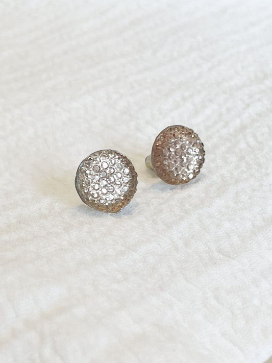 Champagne Gold Crystal Circle Stud Earrings