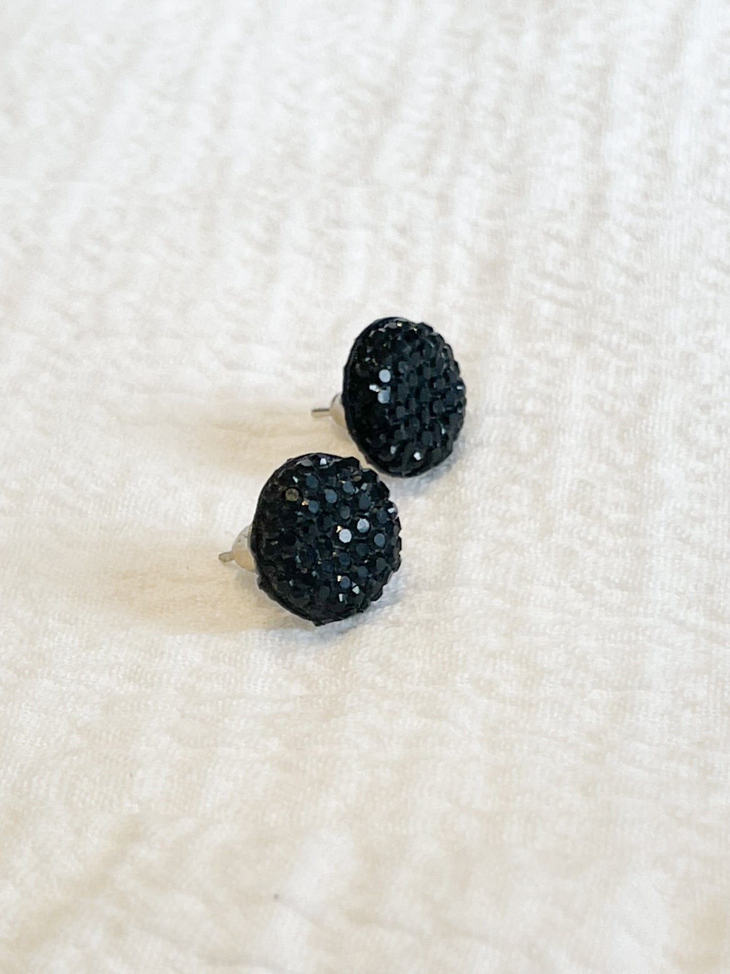 Black Crystal Circle Stud Earrings