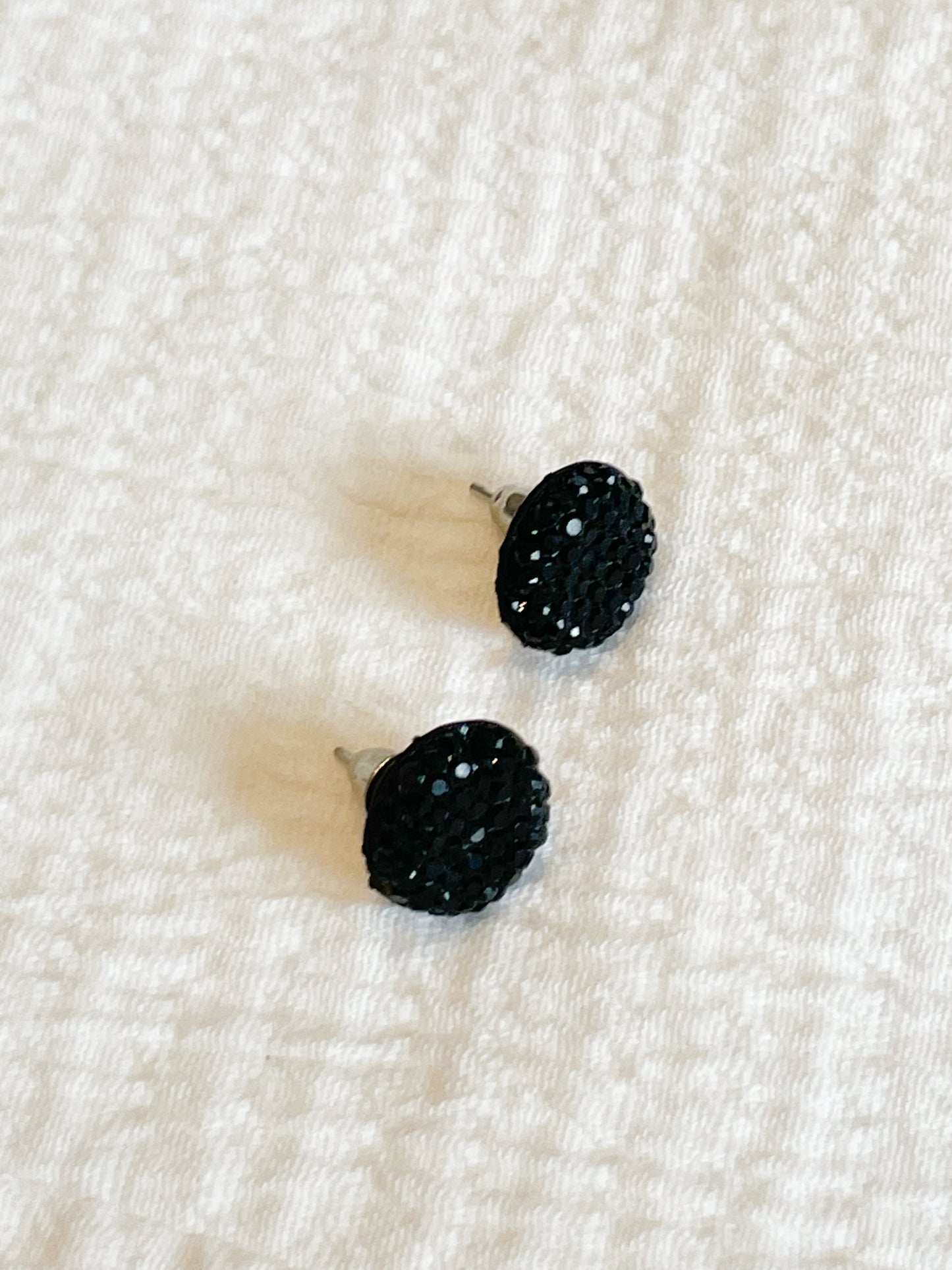 Black Crystal Circle Stud Earrings