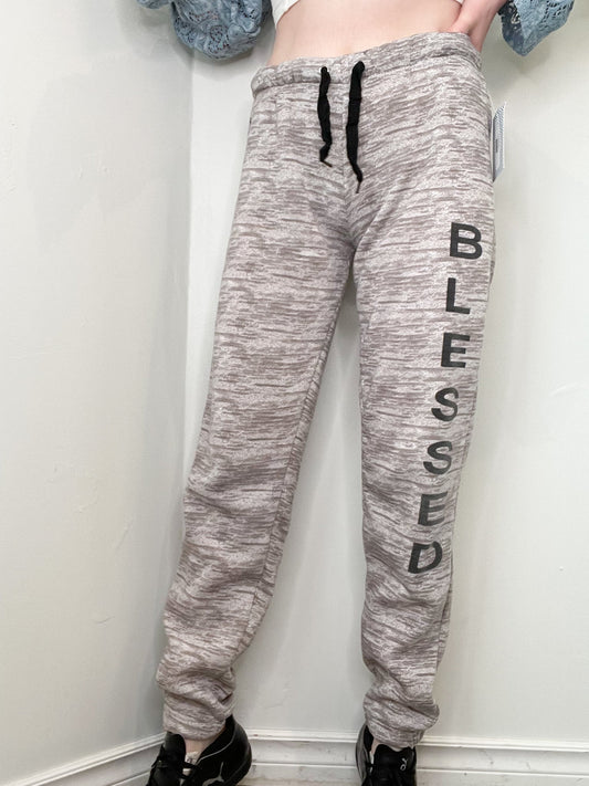 Mikk Athletics Blessed Heathered Taupe High Rise Jogger Fleece Lined Sweatpants - Small