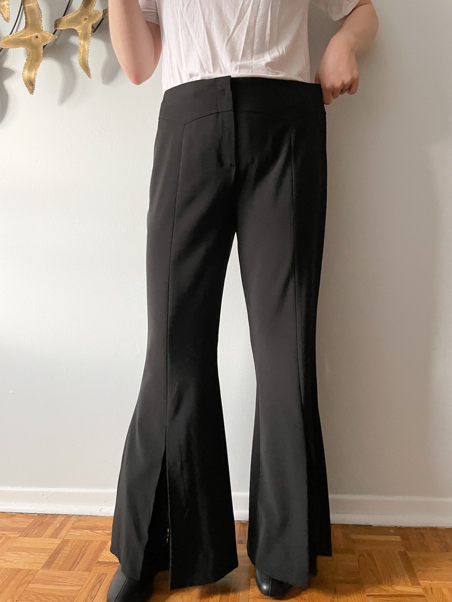 Miss Tic Black High Rise Lace High Rise Flare Trouser Pants - Large