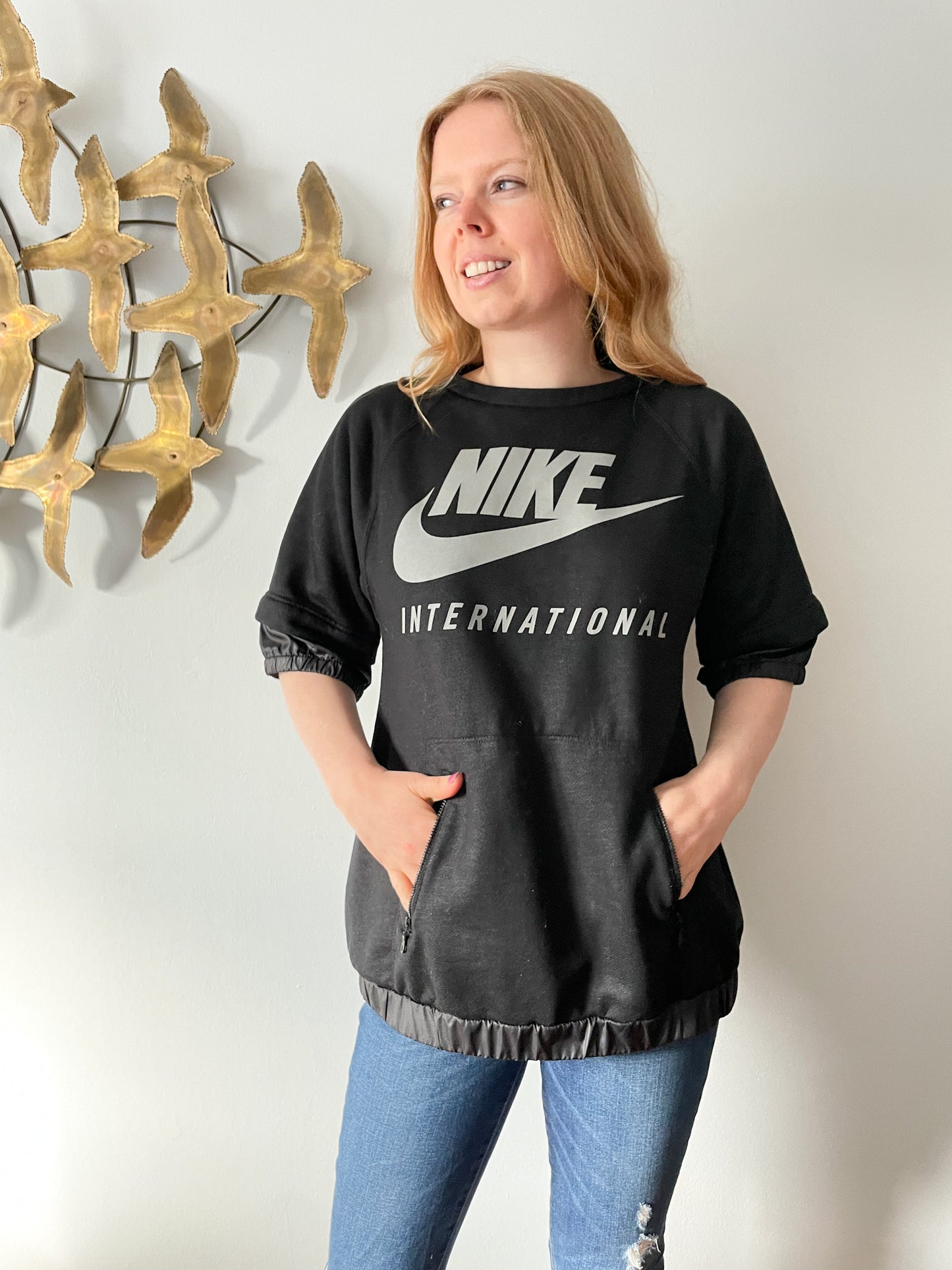 Nike Black Reflective Half Sleeve Sweater Top - M/L