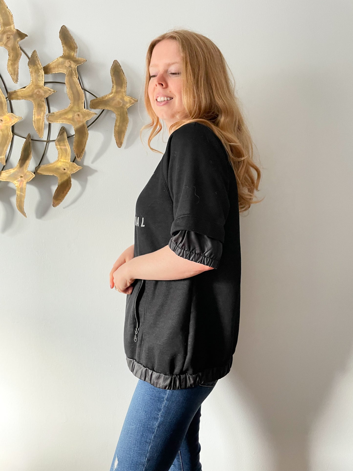 Nike Black Reflective Half Sleeve Sweater Top - M/L