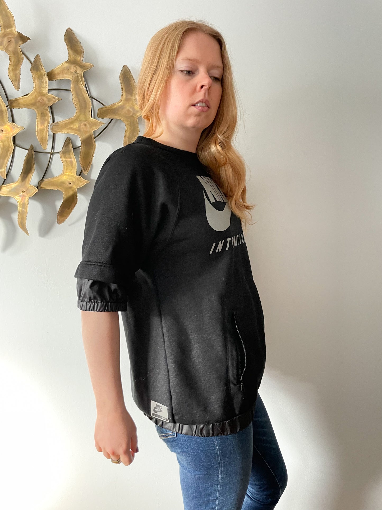 Nike Black Reflective Half Sleeve Sweater Top - M/L
