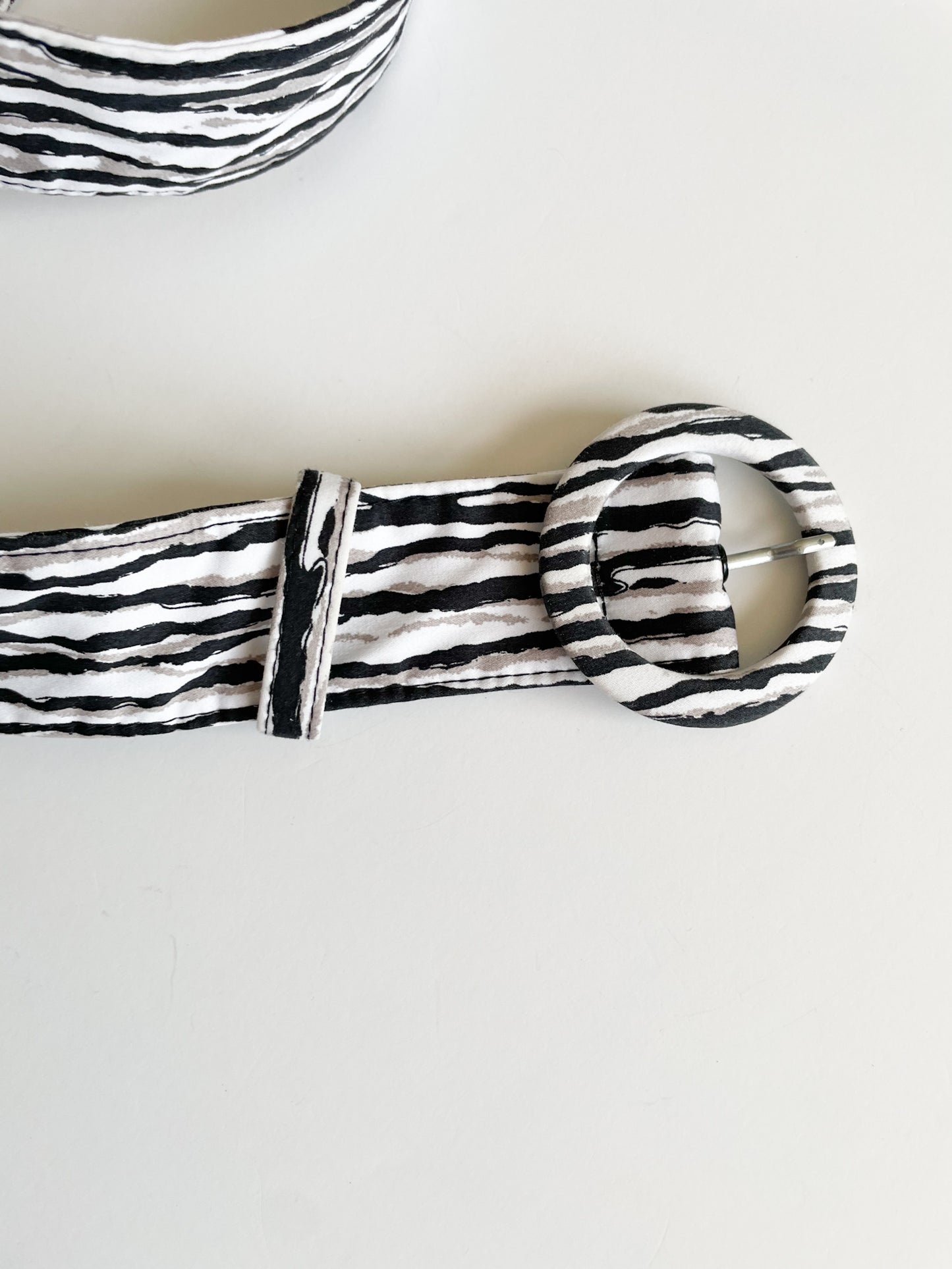 Jacob Black Taupe White Cotton Belt - Small