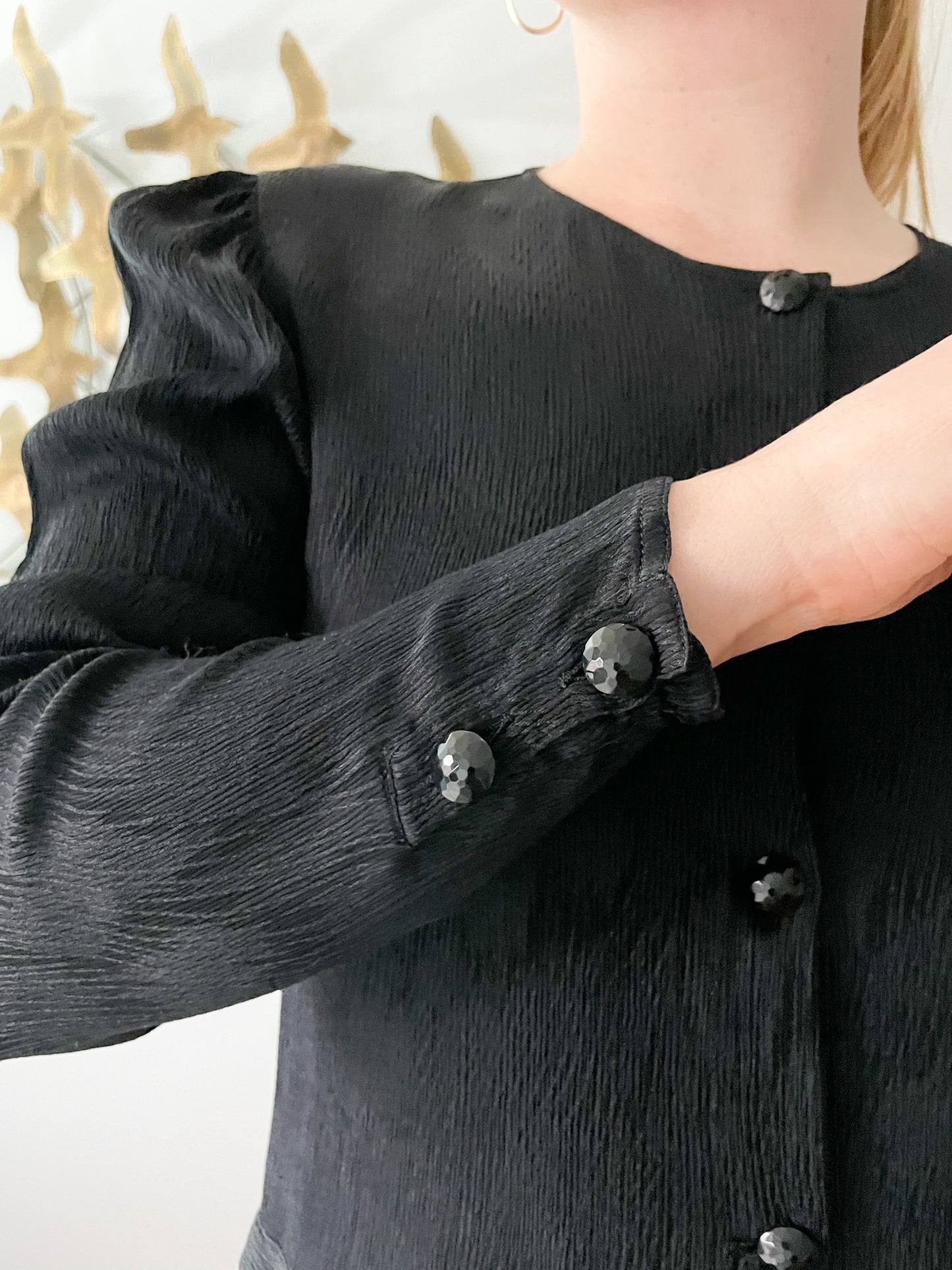 Valentino Black Silk Crepe de Chine Blouse - Size 8