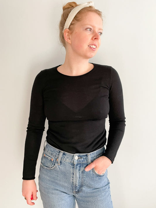 Cynthia Rowley Extra Fine Merino Wool Black Pullover Sweater - XS/S